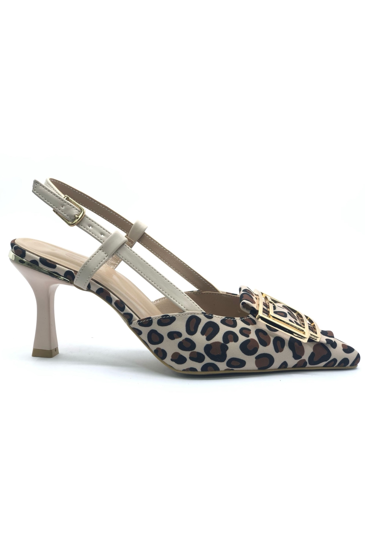 Önü Toka Detaylı Arkası Açık Stiletto Kadın Topuklu Ayakkabı - Görsel 6