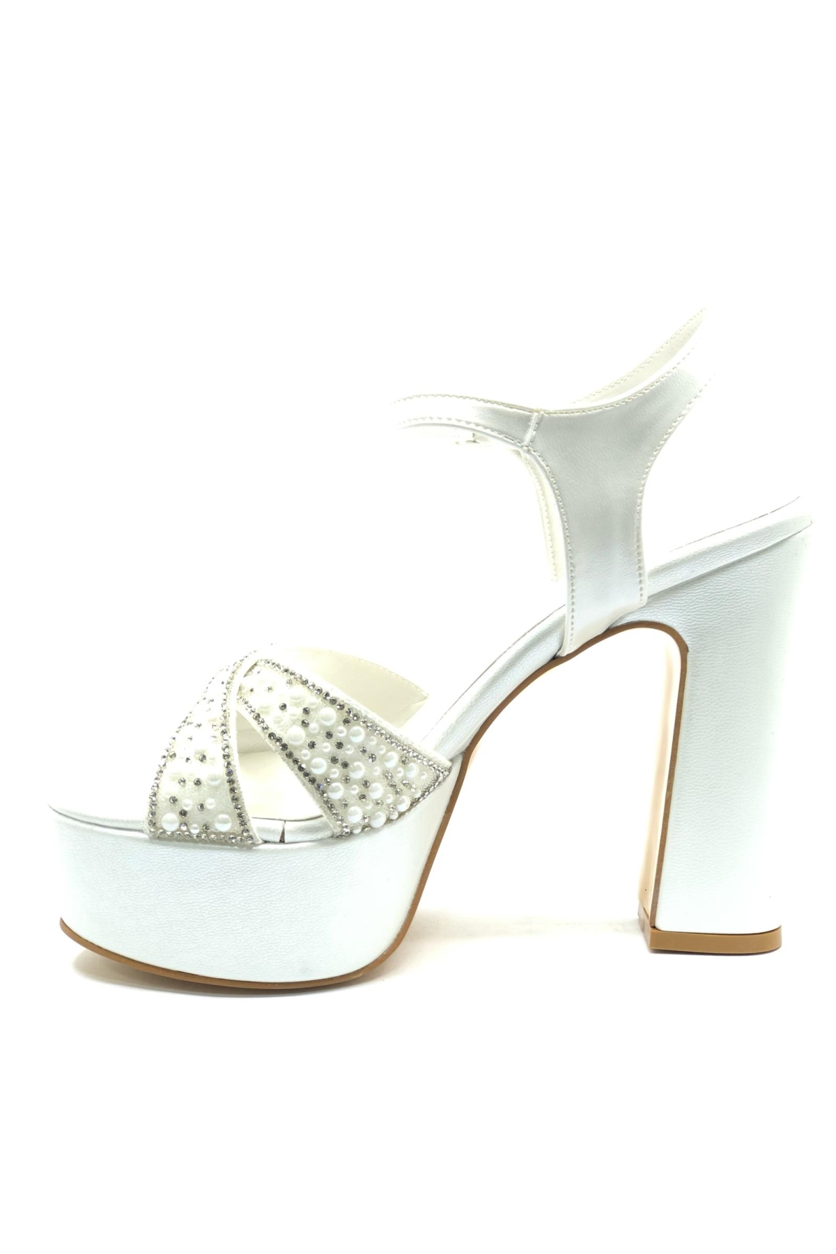 Çapraz Taş Detaylı 13 cm Yüksek Platform Topuklu Taşlı Kadın Abiye Ayakkabı - Görsel 7