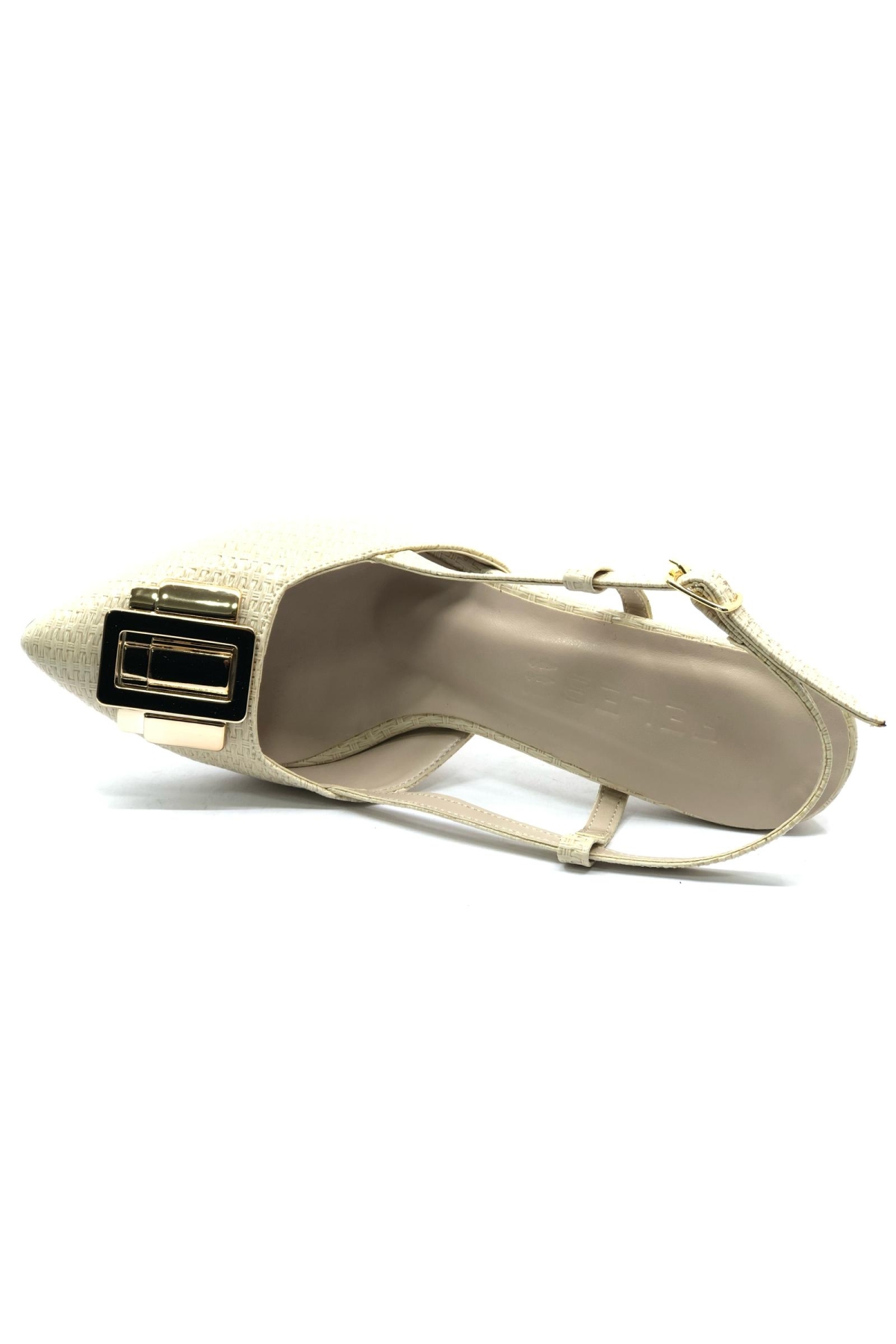 Toka Detaylı Kalın Ökçe Arkası Açık Stiletto Kadın Topuklu Ayakkabı - Görsel 8