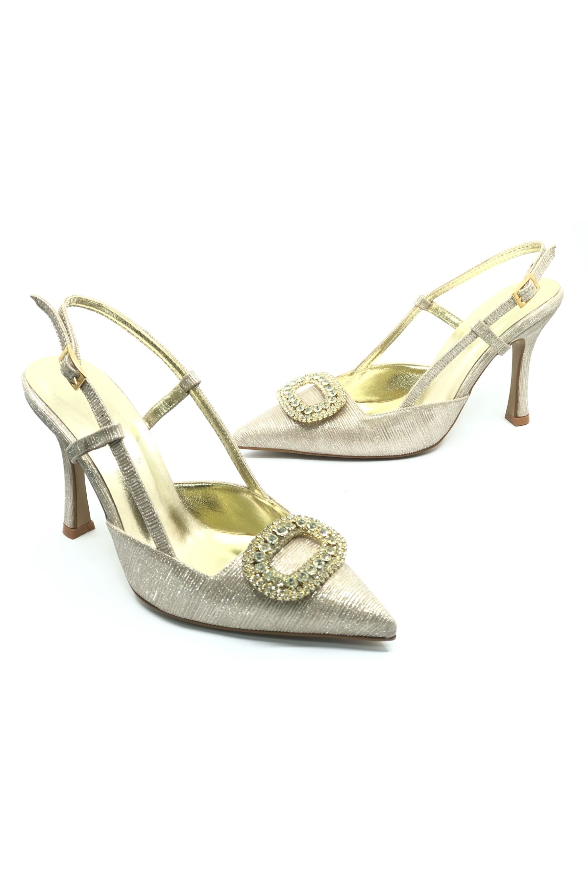 Taş Toka Detaylı Arkası Açık Stiletto Kadın Topuklu Ayakkabı - Görsel 3