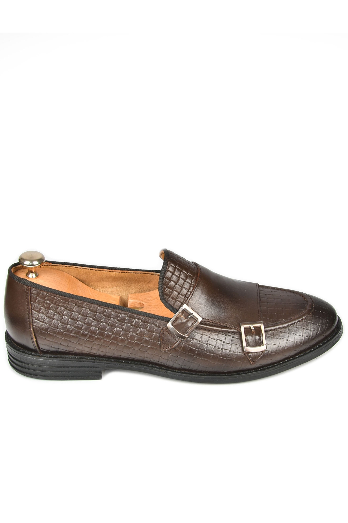 DeepSEA Erkek Kahve Desenli Çift Tokalı Neolit Taban Hakiki Deri Ayakkabı 2501001 - Görsel 7