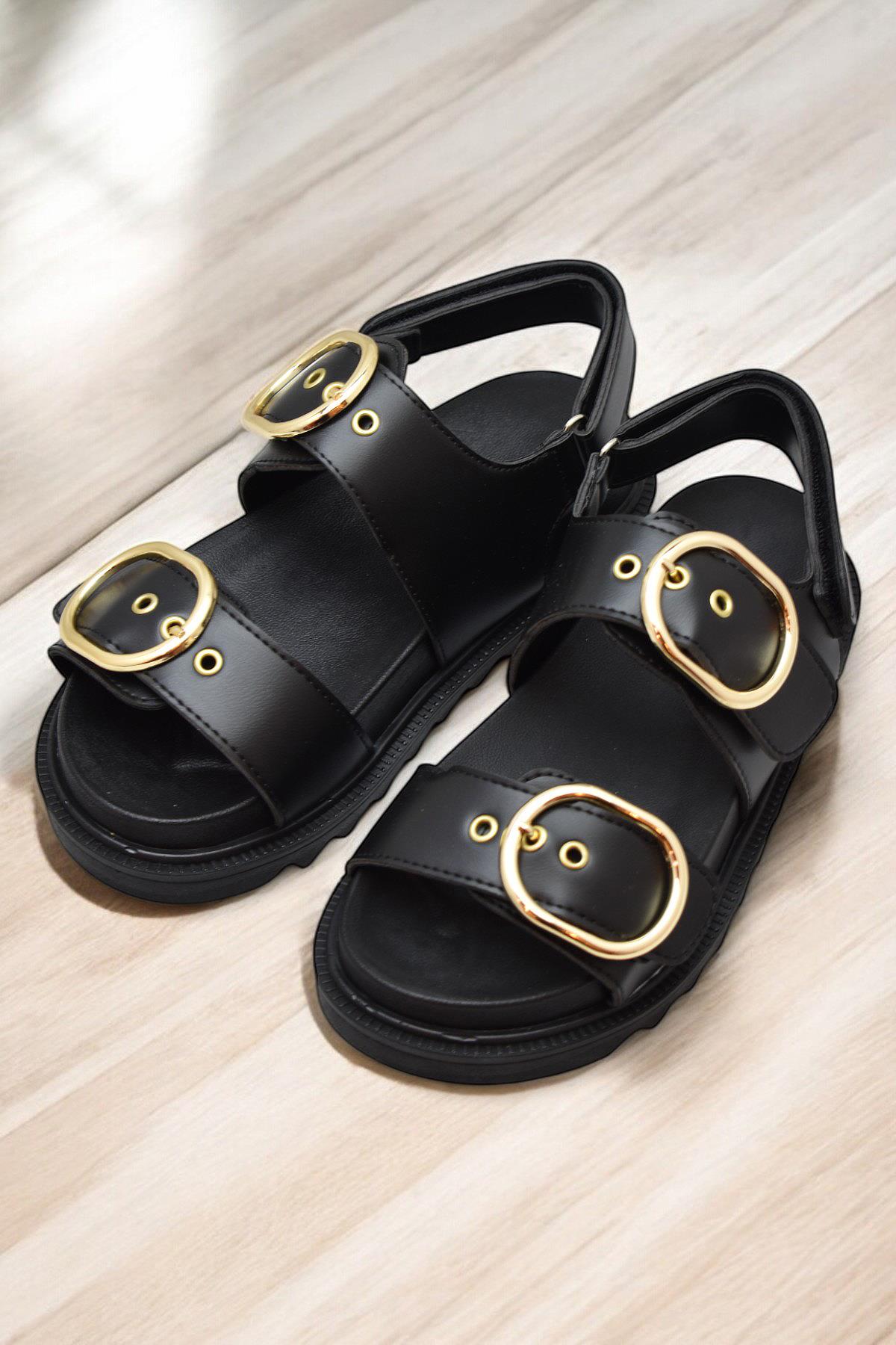 301L Ortopedik Taban Kadın Sandalet Günlük Kalın Taban Kadın Sandalet Terlik - Görsel 2