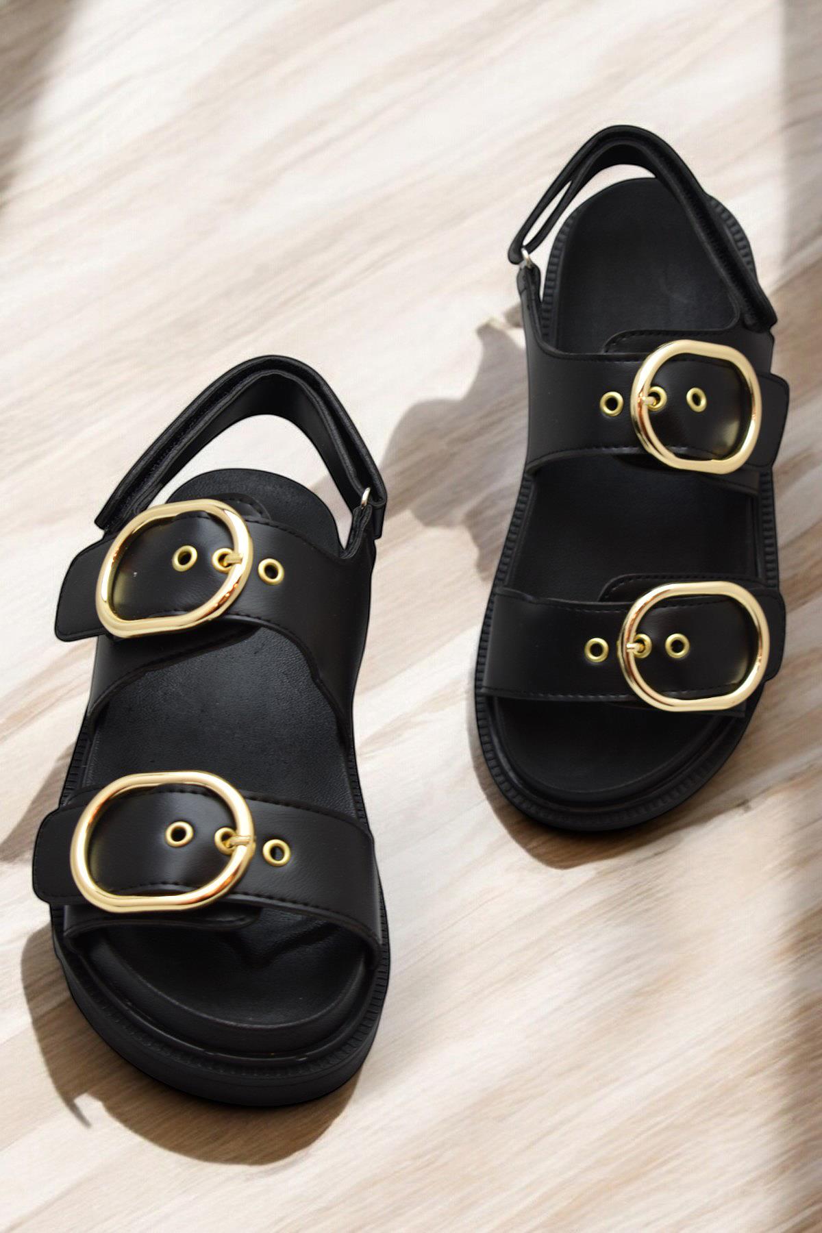 301L Ortopedik Taban Kadın Sandalet Günlük Kalın Taban Kadın Sandalet Terlik - Görsel 4