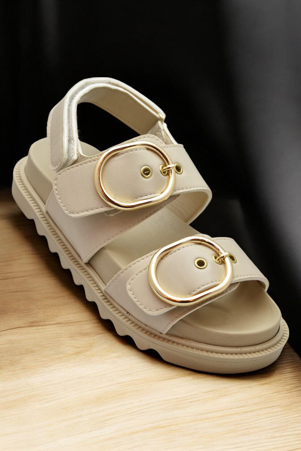 301L Ortopedik Taban Kadın Sandalet Günlük Kalın Taban Kadın Sandalet Terlik - Görsel 2