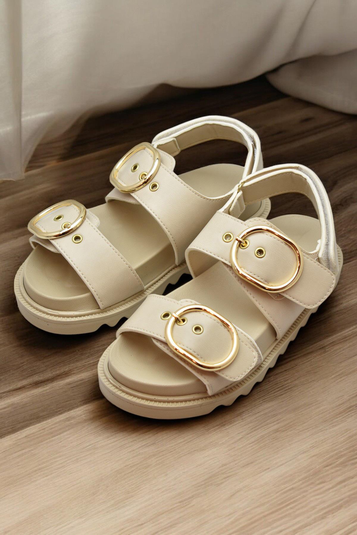 301L Ortopedik Taban Kadın Sandalet Günlük Kalın Taban Kadın Sandalet Terlik - Görsel 4