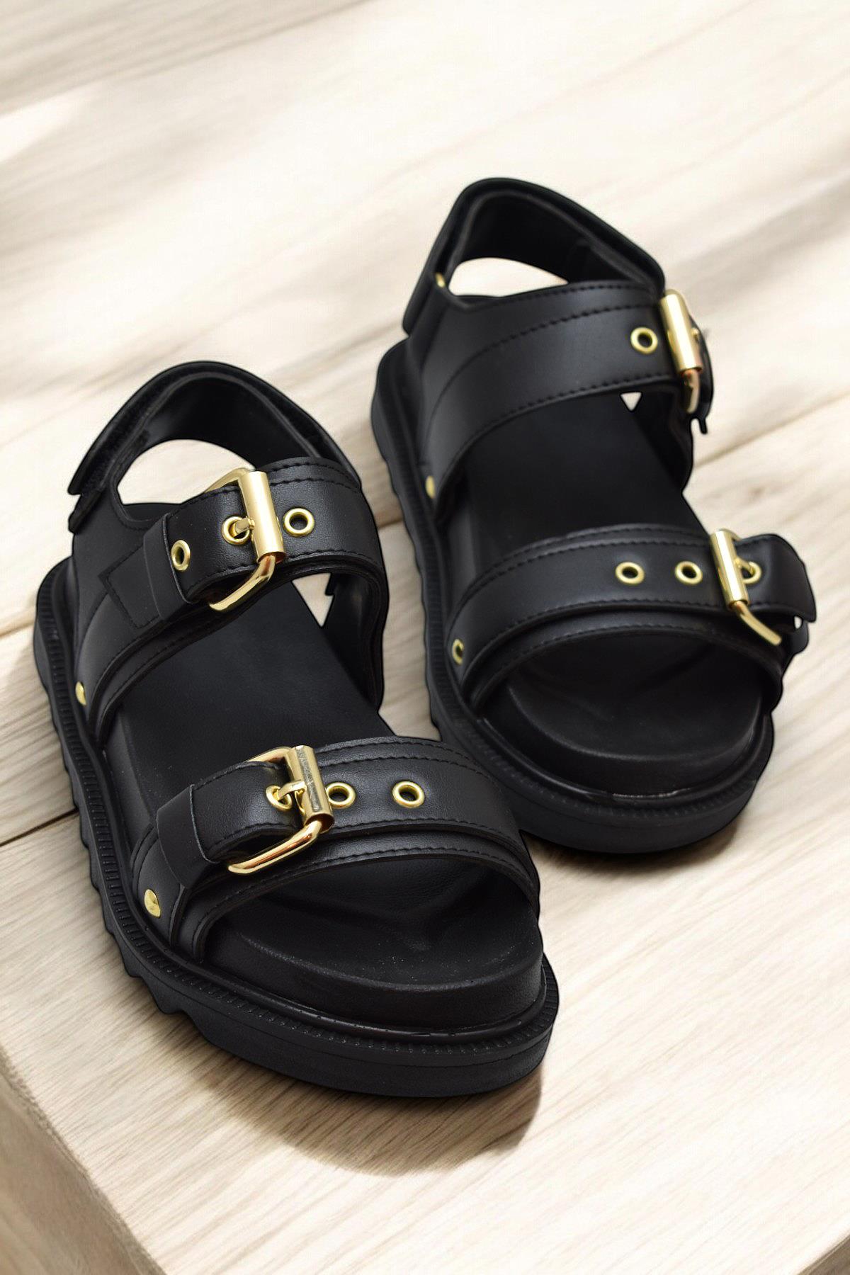 Ispartalılar Ispartalılar Siyah 300L Ortopedik Taban Kadın Sandalet Günlük Kalın Taban Kadın Sandalet Terlik Sandalet & Terlik | Flo Siyah - 2. görsel