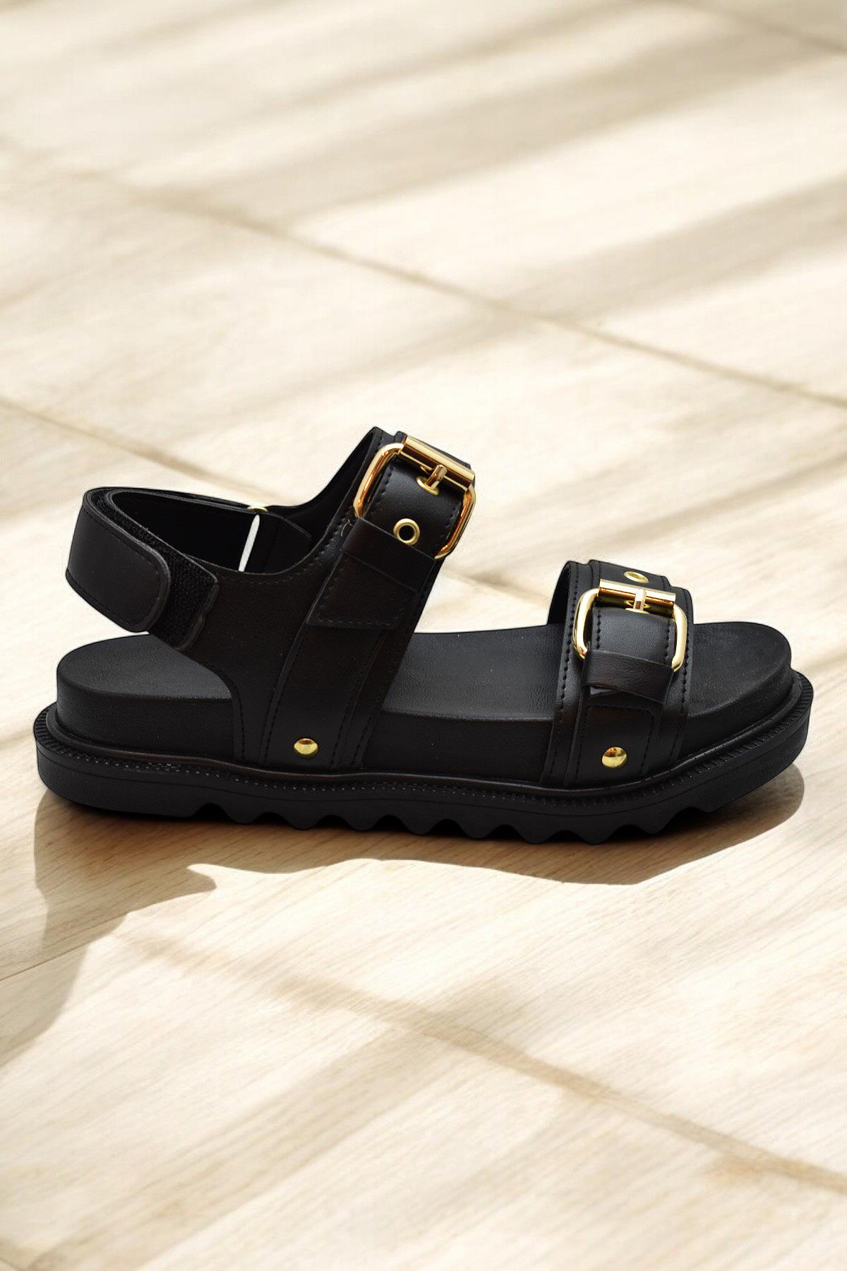 Ispartalılar Ispartalılar Siyah 300L Ortopedik Taban Kadın Sandalet Günlük Kalın Taban Kadın Sandalet Terlik Sandalet & Terlik | Flo Siyah - 3. görsel
