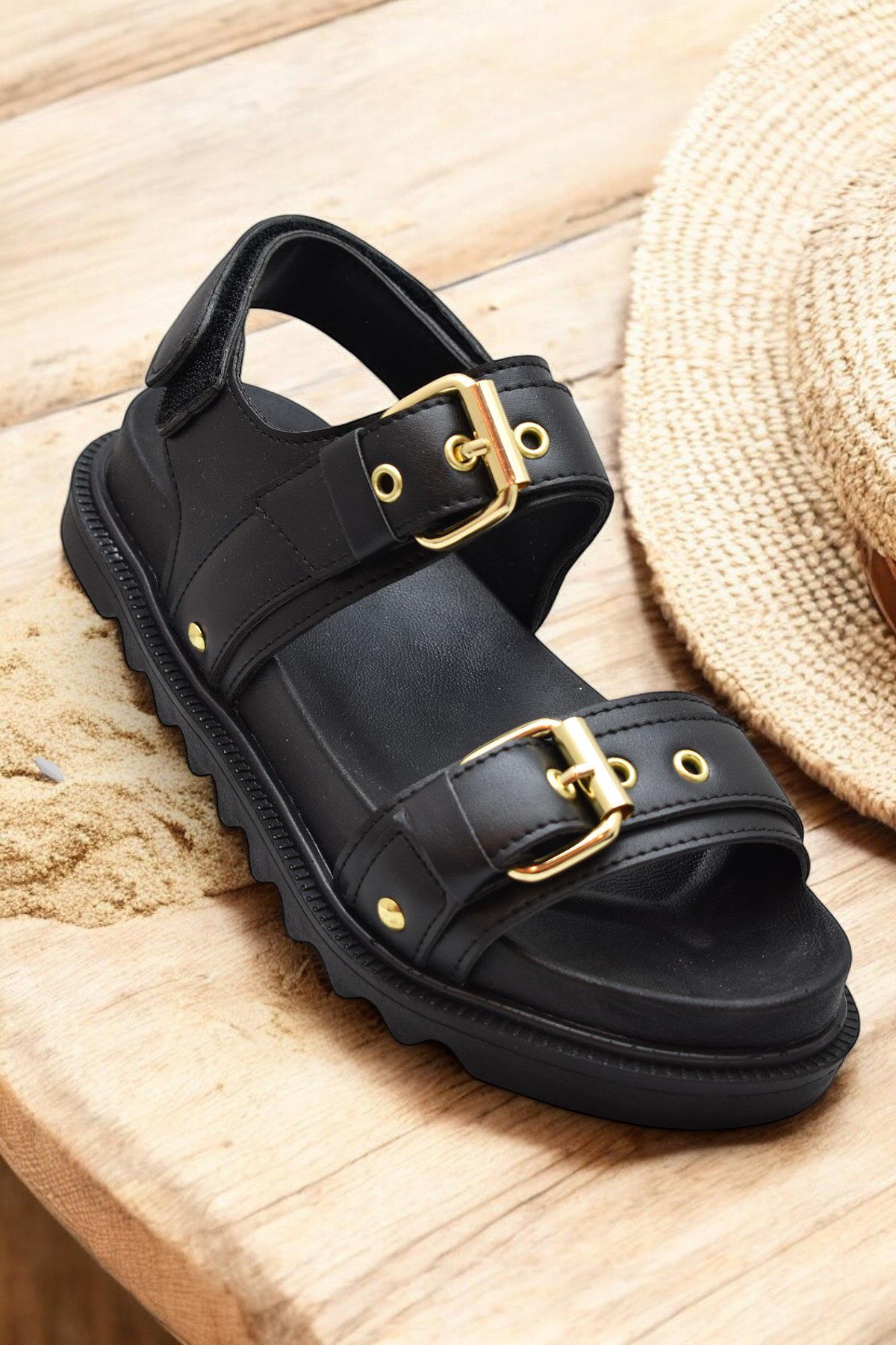 Ispartalılar Ispartalılar Siyah 300L Ortopedik Taban Kadın Sandalet Günlük Kalın Taban Kadın Sandalet Terlik Sandalet & Terlik | Flo Siyah - 4. görsel