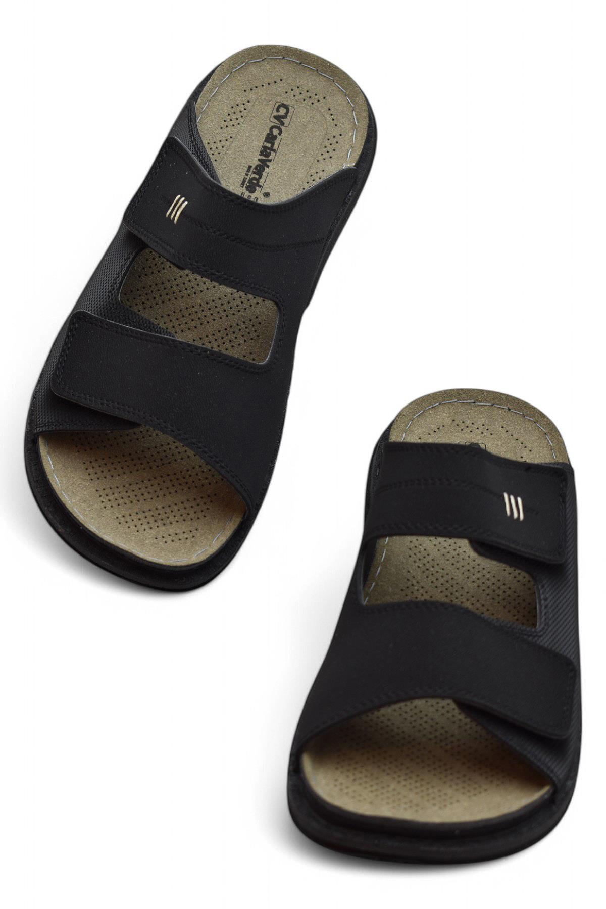 241115 Ortopedik Taban Erkek Terlik Erkek Cırtlı Terlik Sandalet - Görsel 3