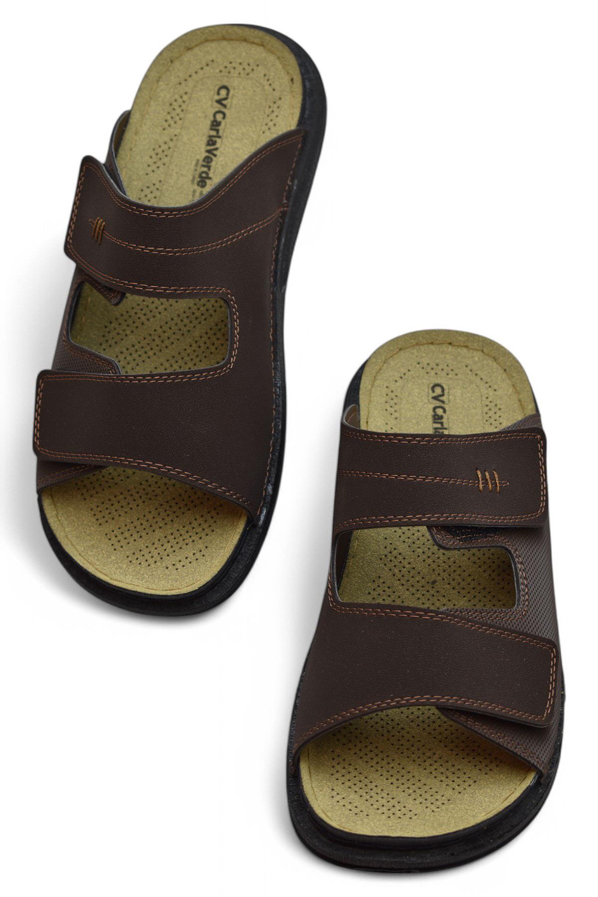 241115 Ortopedik Taban Erkek Terlik Erkek Cırtlı Terlik Sandalet - Görsel 3