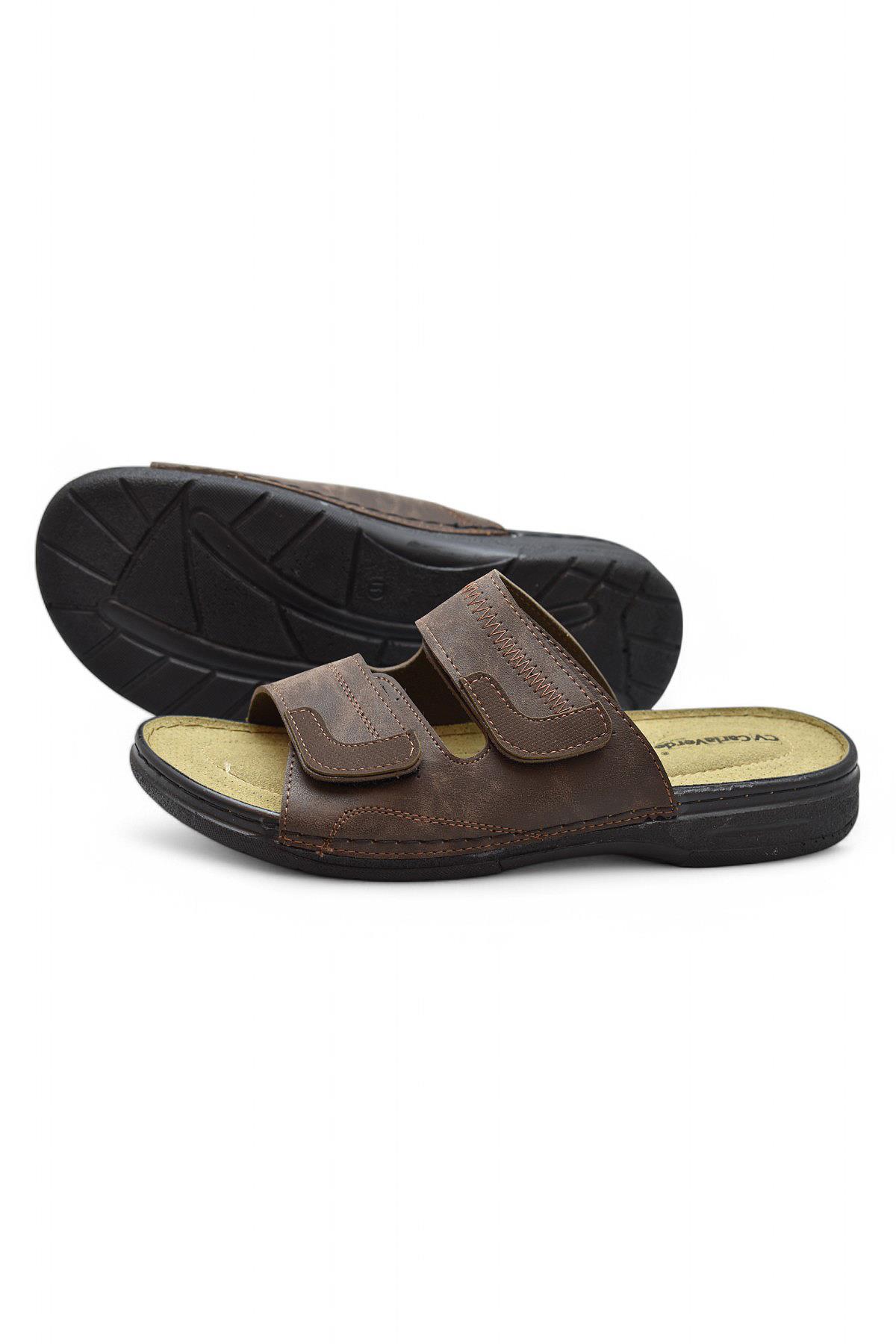 4412 Ortopedik Taban Erkek Terlik Erkek Cırtlı Terlik Sandalet - Görsel 4