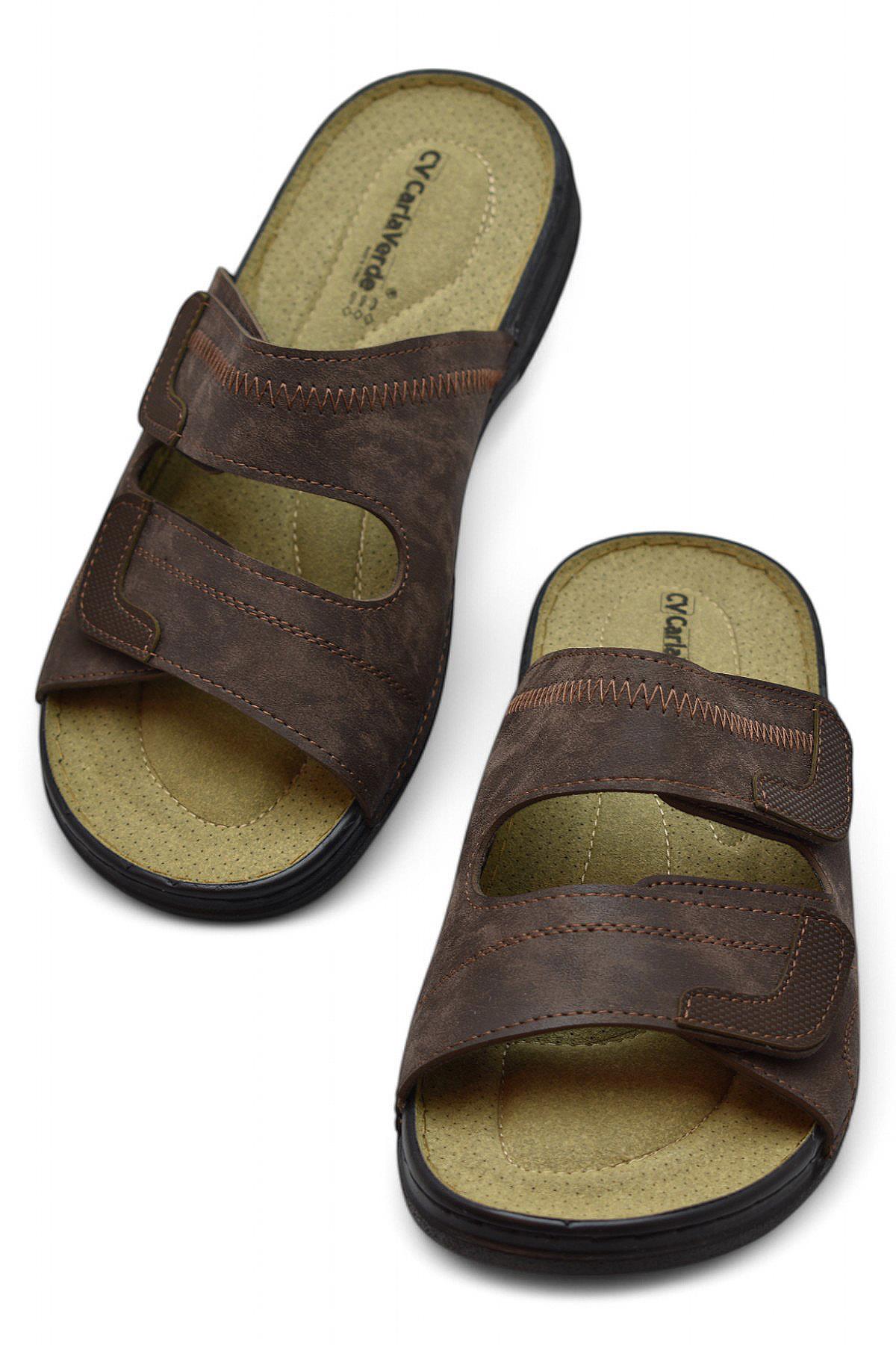 4412 Ortopedik Taban Erkek Terlik Erkek Cırtlı Terlik Sandalet - Görsel 5