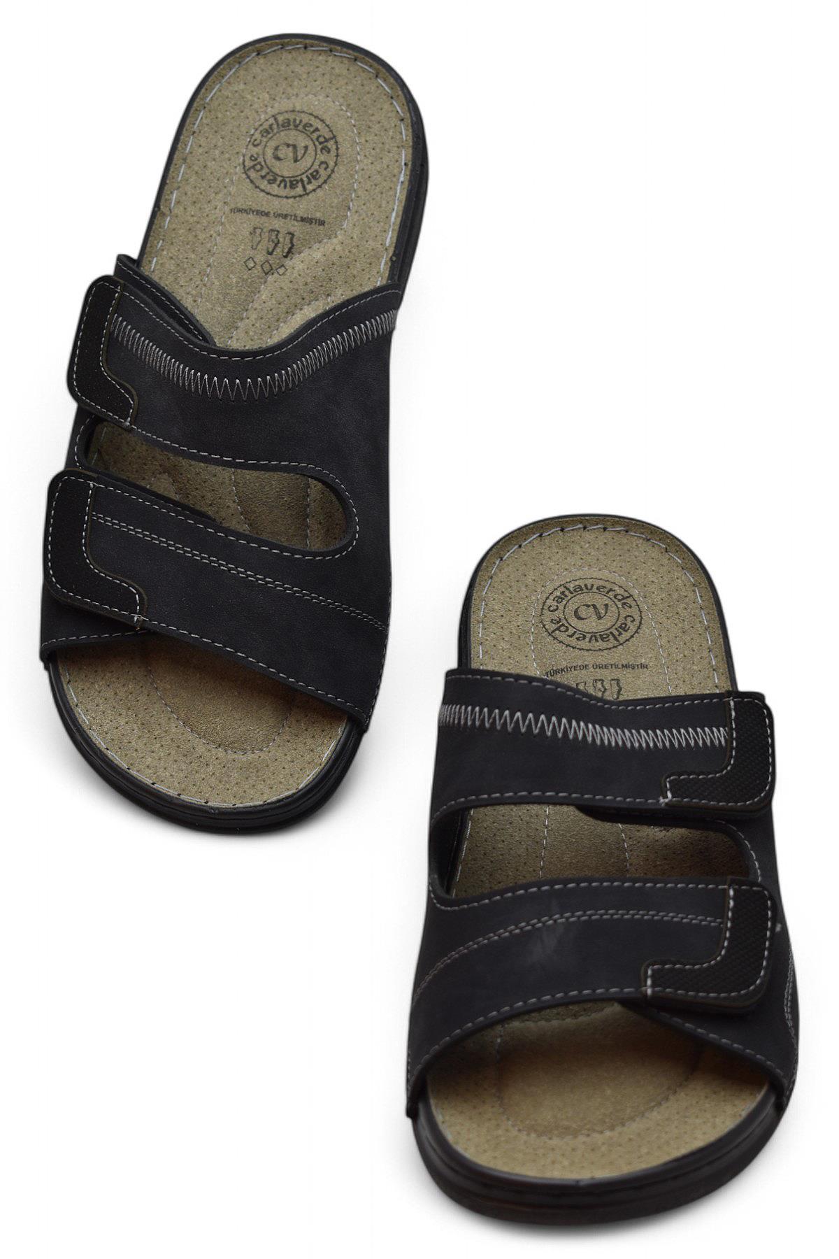 4412 Ortopedik Taban Erkek Terlik Erkek Cırtlı Terlik Sandalet - Görsel 4