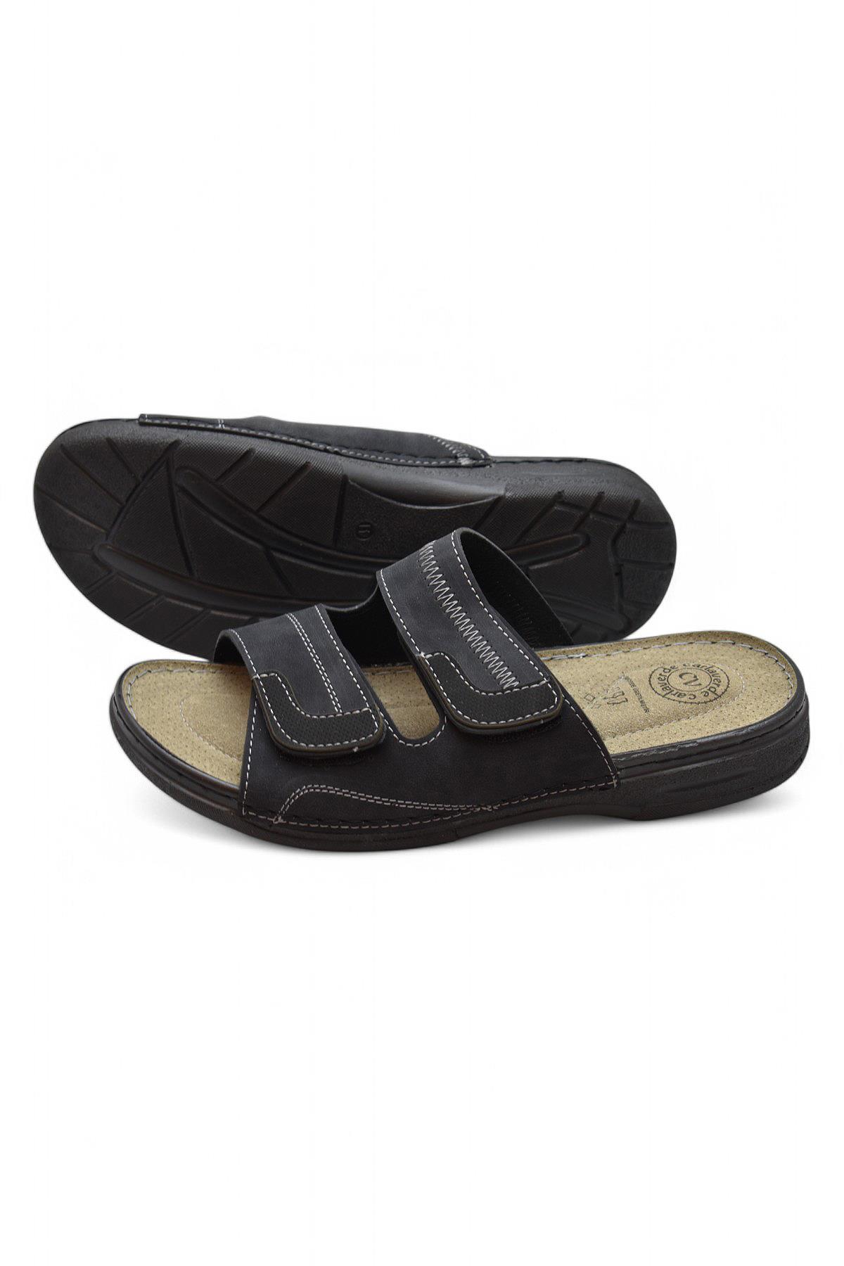 4412 Ortopedik Taban Erkek Terlik Erkek Cırtlı Terlik Sandalet - Görsel 5
