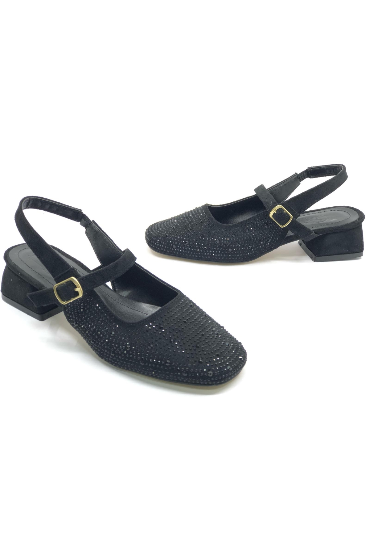 Seribo Taş Detaylı Kısa Topuklu Arkası Açık Kadın Babet Ayakkabı - Görsel 2