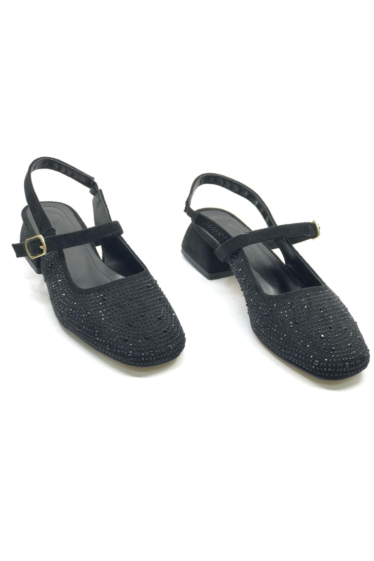 Seribo Taş Detaylı Kısa Topuklu Arkası Açık Kadın Babet Ayakkabı - Görsel 3