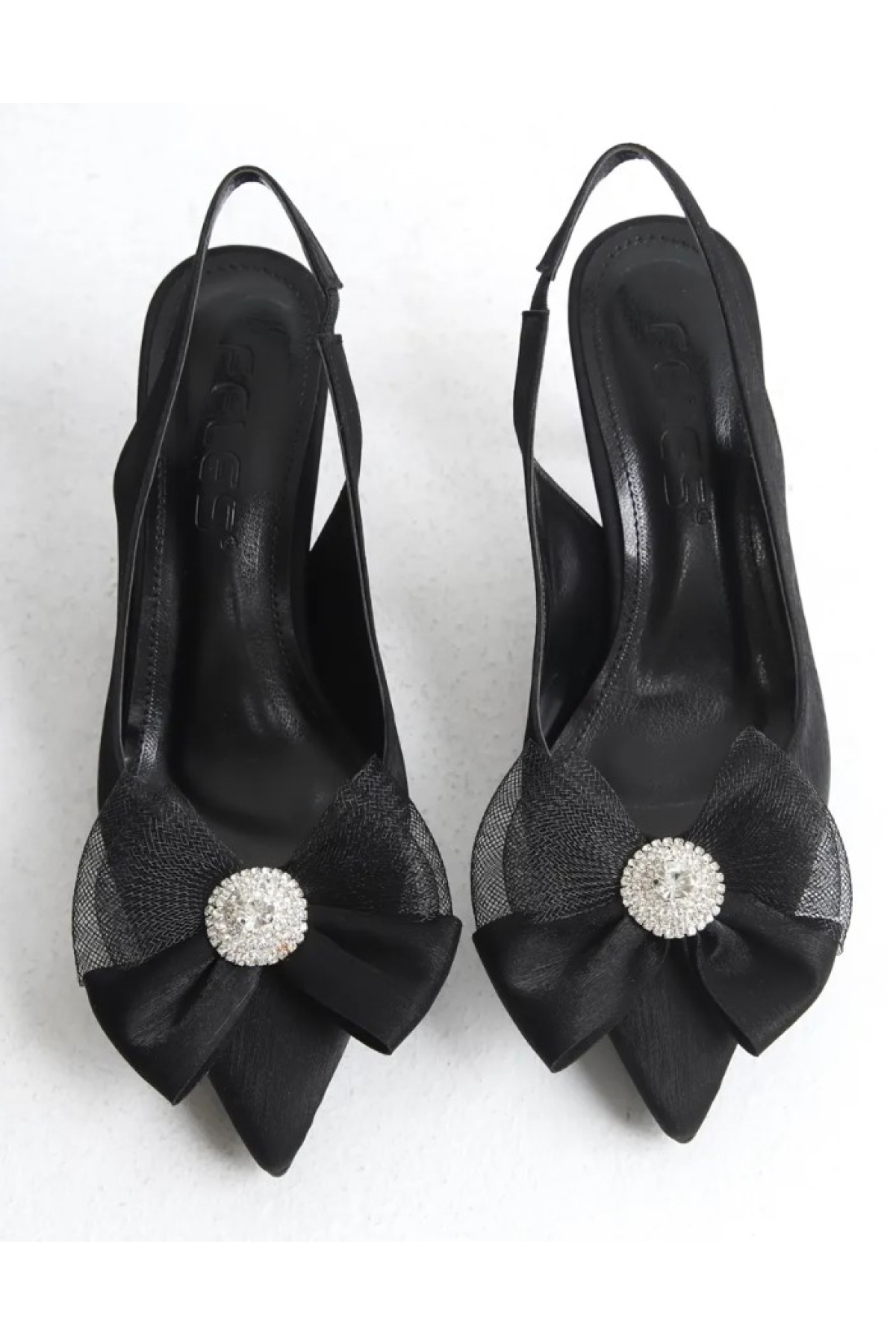 Saten Fiyonk Taş Detaylı Arkası Açık Stiletto Kadın Topuklu Ayakkabı - Görsel 6