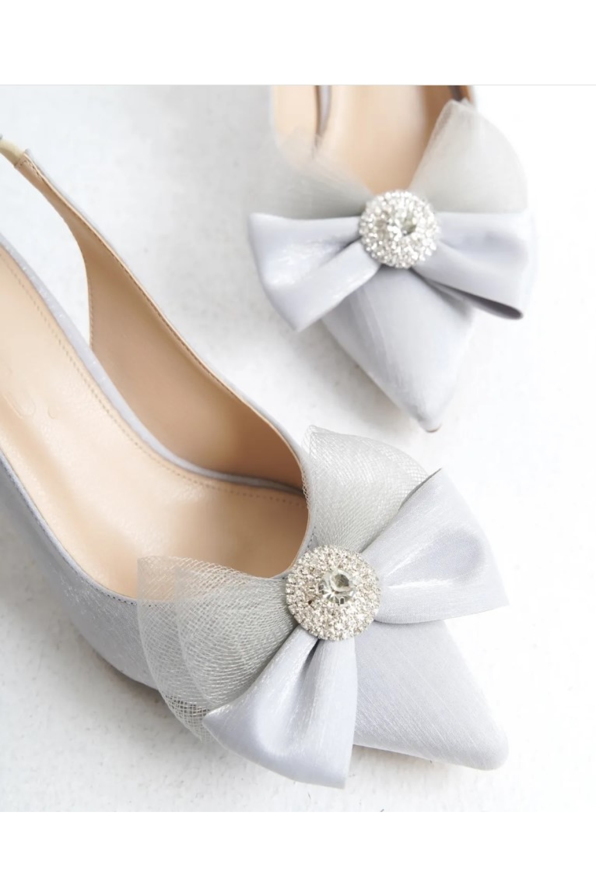 Saten Fiyonk Taş Detaylı Arkası Açık Stiletto Kadın Topuklu Ayakkabı - Görsel 5