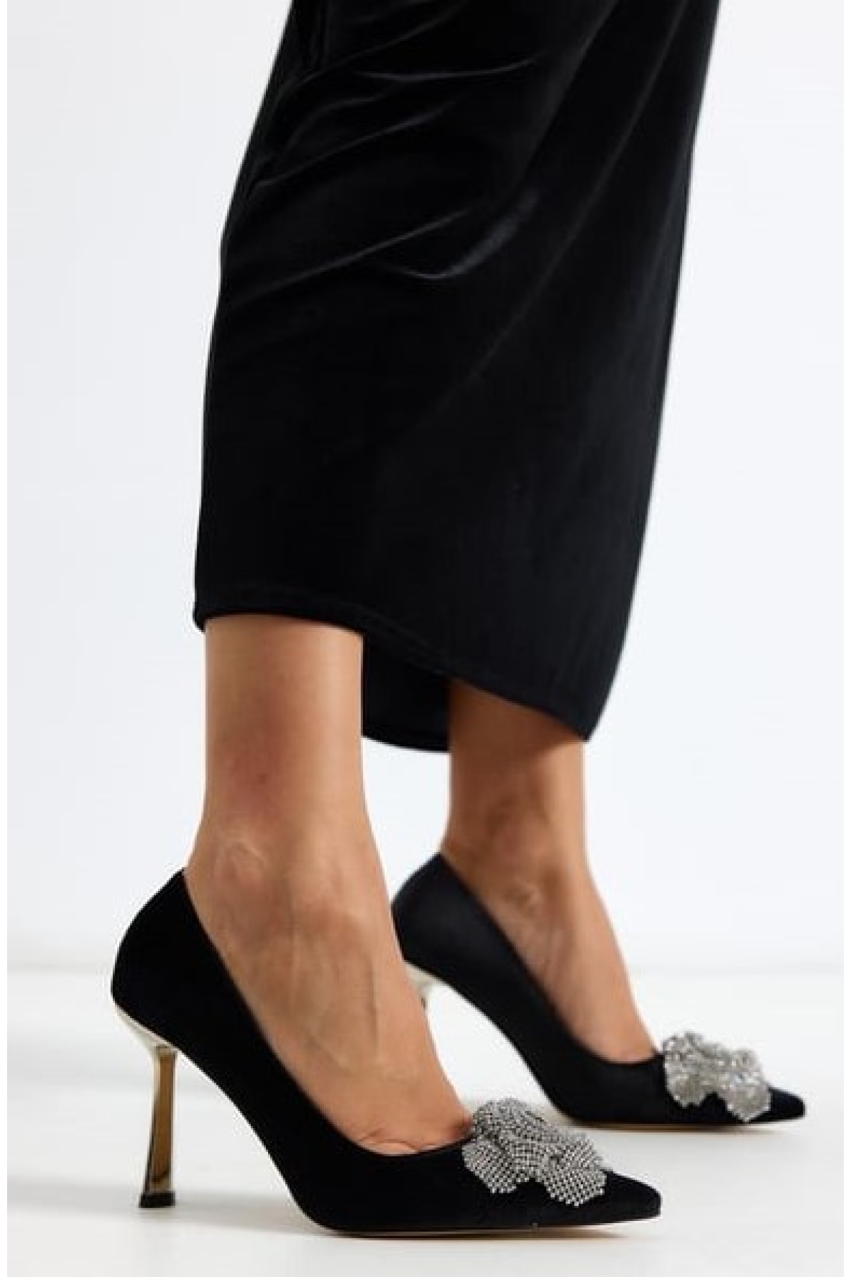 Gül Taş Detaylı Stiletto Kadın Topuklu Ayakkabı - Görsel 2