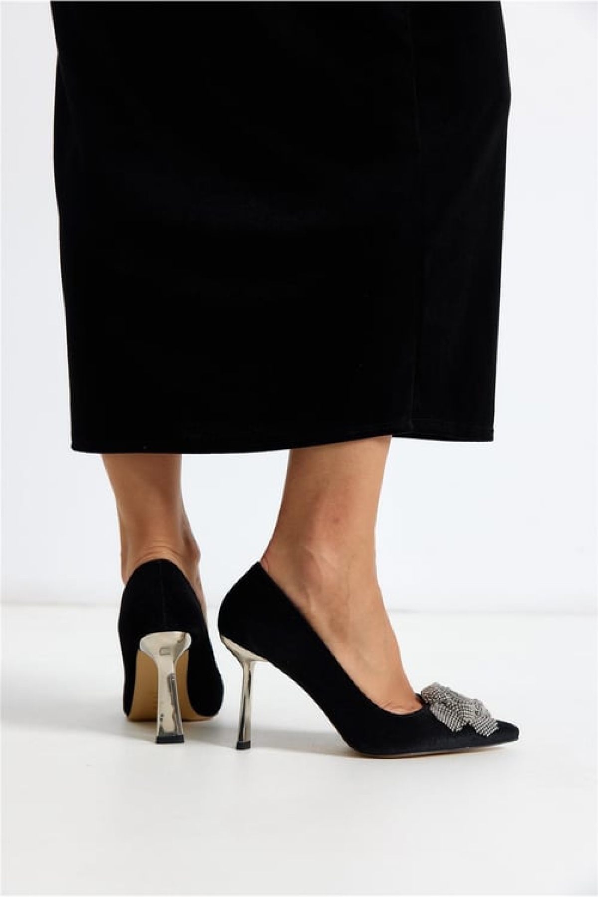 Gül Taş Detaylı Stiletto Kadın Topuklu Ayakkabı - Görsel 5