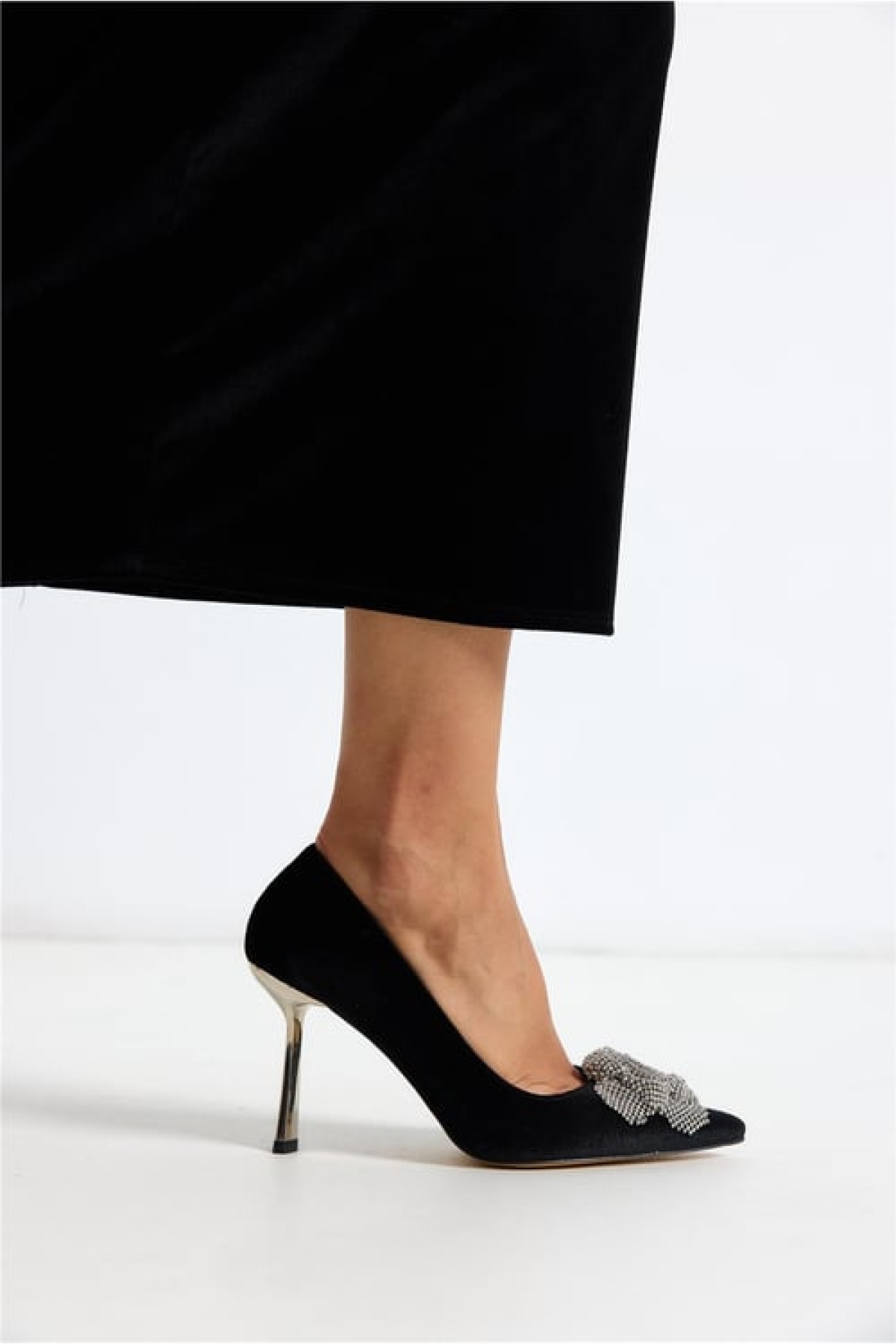 Gül Taş Detaylı Stiletto Kadın Topuklu Ayakkabı - Görsel 6