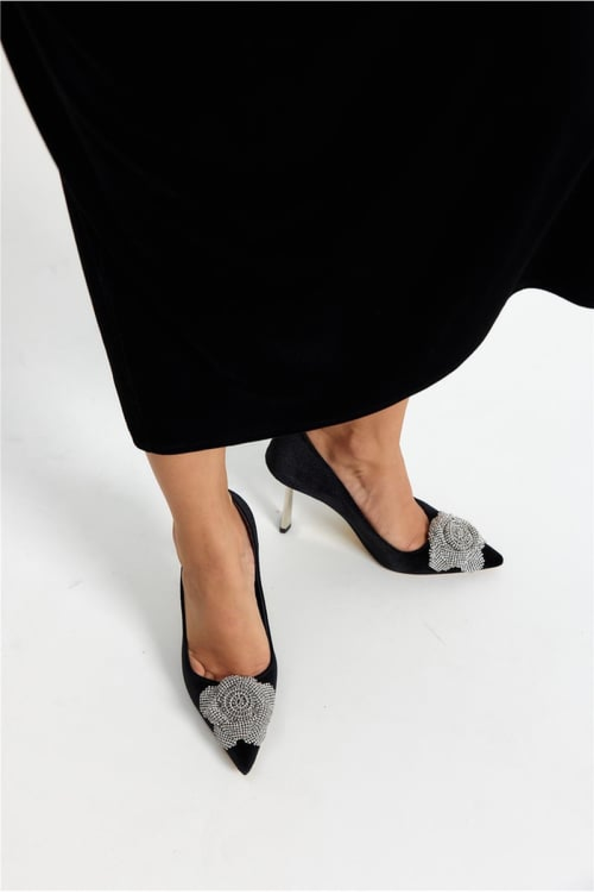 Gül Taş Detaylı Stiletto Kadın Topuklu Ayakkabı - Görsel 7