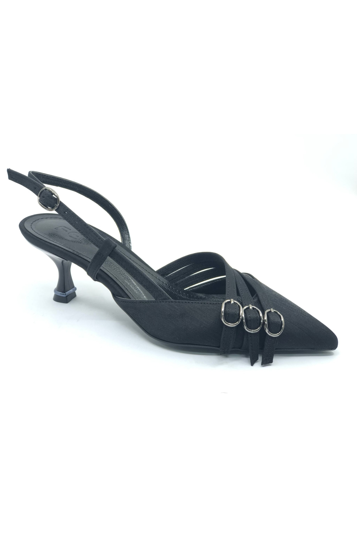 Şeker Topuklu Üç Toka Detaylı Arkası Açık Stiletto Kadın Kısa Topuklu Ayakkabı - Görsel 2