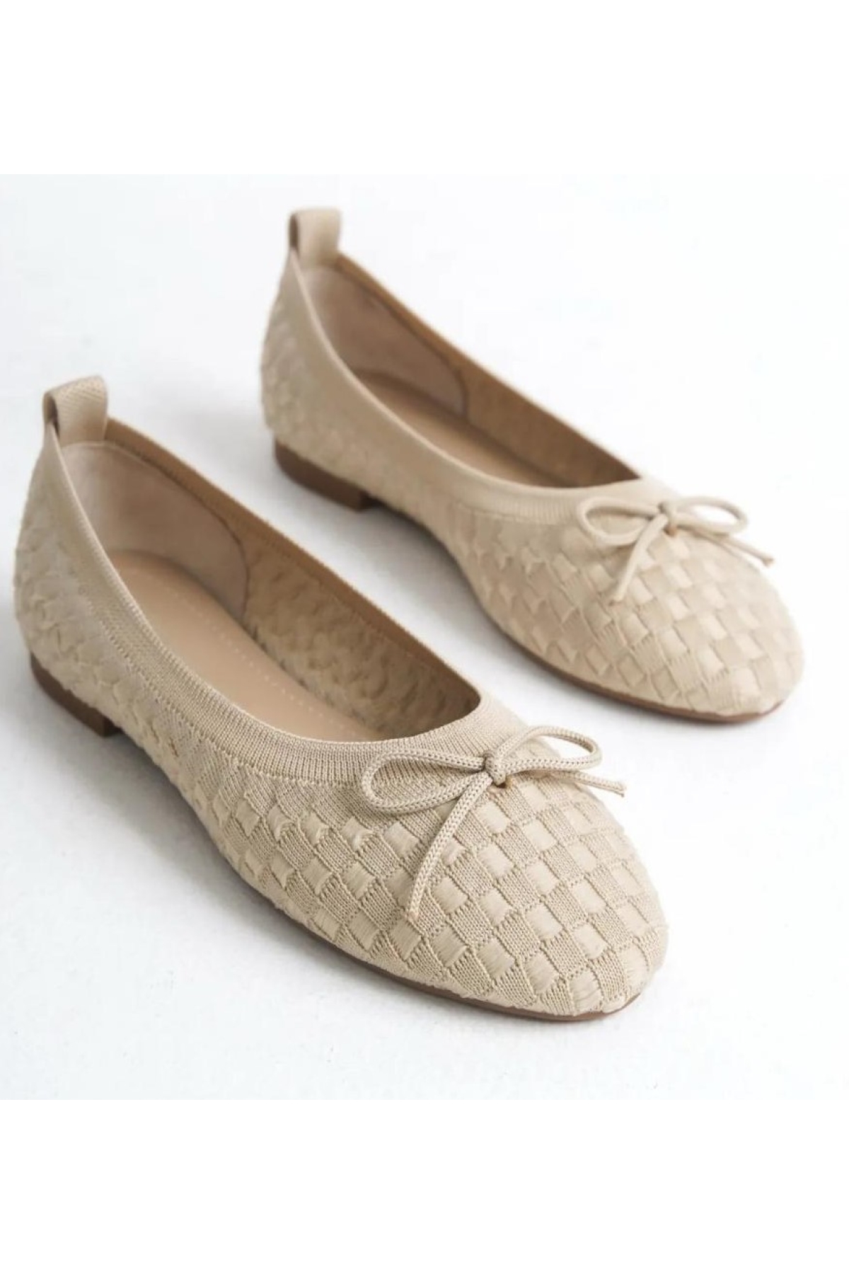 Triko Fiyonk Detaylı Kadın Babet Ayakkabı - Görsel 4