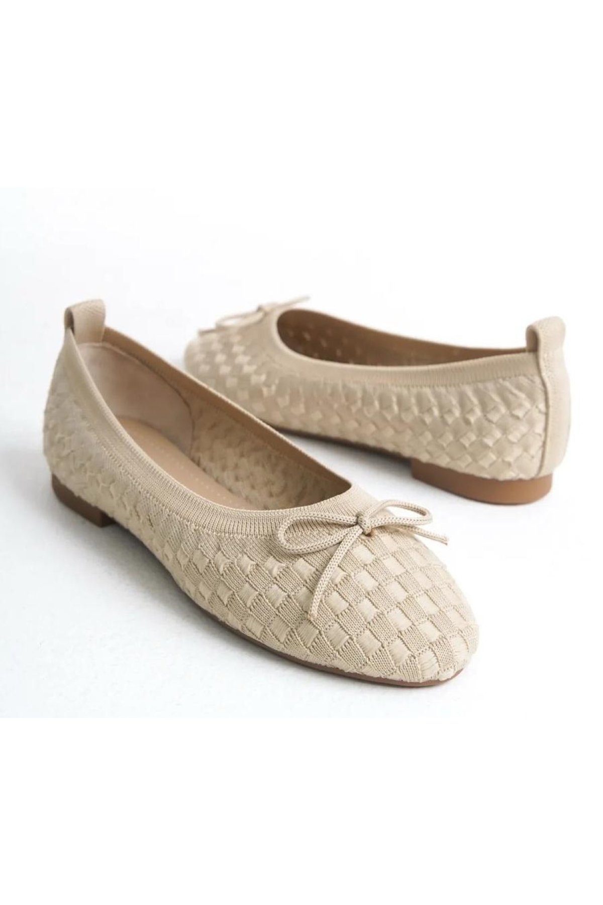 Triko Fiyonk Detaylı Kadın Babet Ayakkabı - Görsel 6