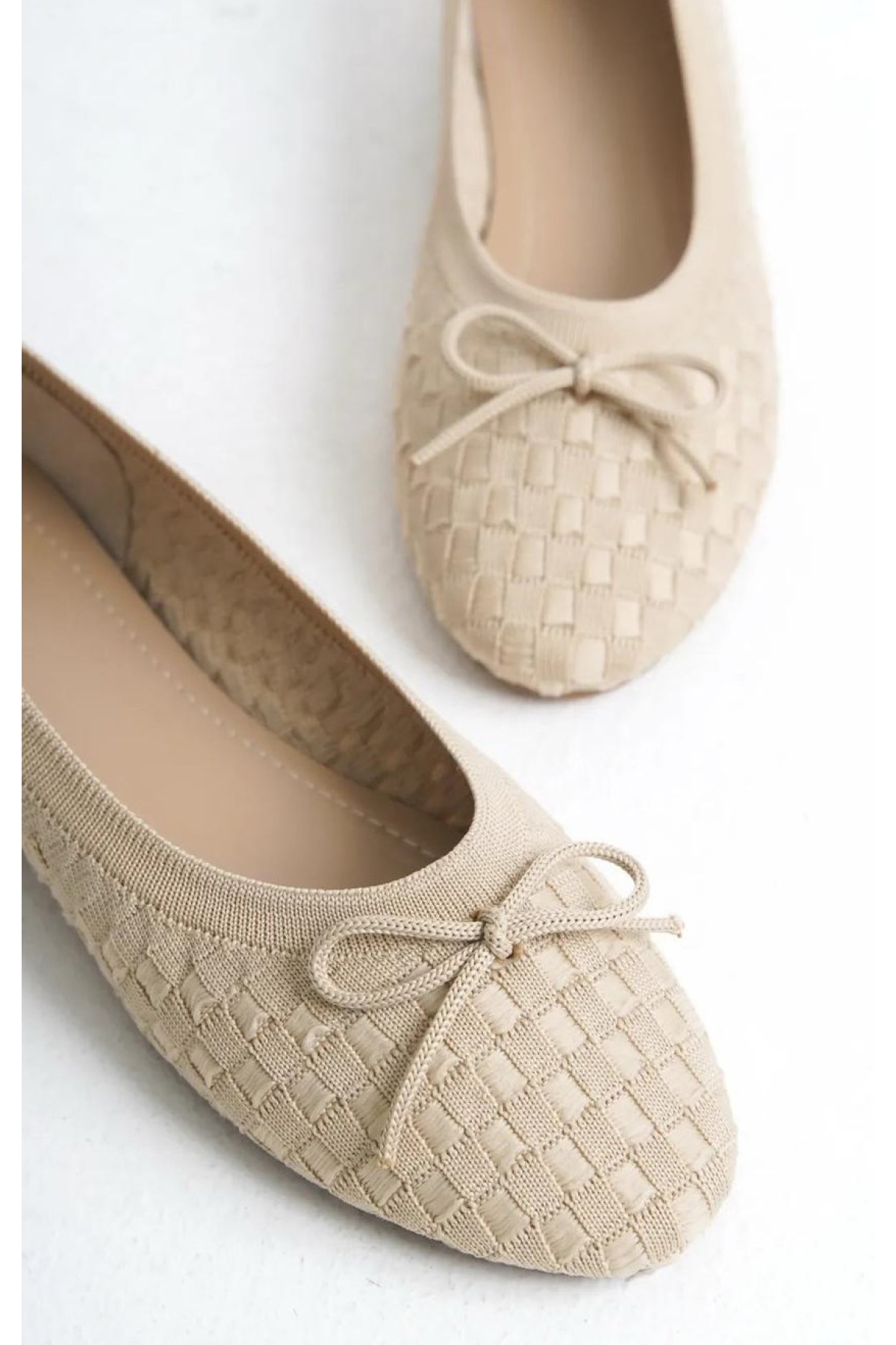 Triko Fiyonk Detaylı Kadın Babet Ayakkabı - Görsel 7