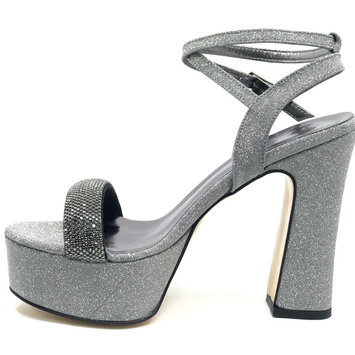 13 cm Yüksek Platform Tek Bant Topuklu Taşlı Kadın Abiye Ayakkabı - Görsel 5