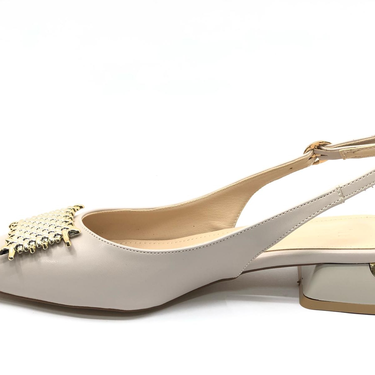 Toka Detaylı Kısa Topuklu Arkası Açık Kadın Babet Ayakkabı - Görsel 5