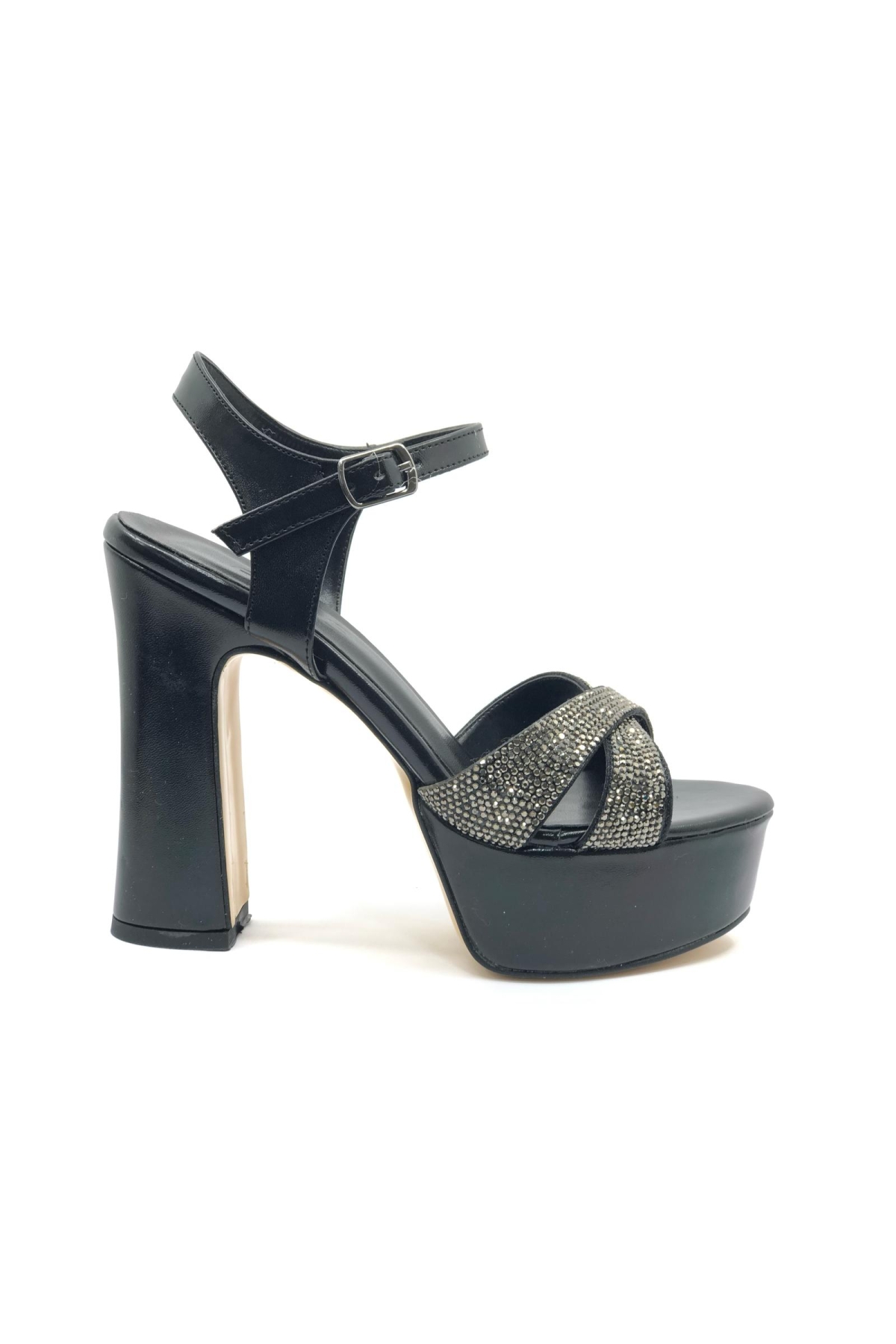 13 cm Yüksek Platform Çapraz Bant Topuklu Taşlı Kadın Abiye Ayakkabı - Görsel 2