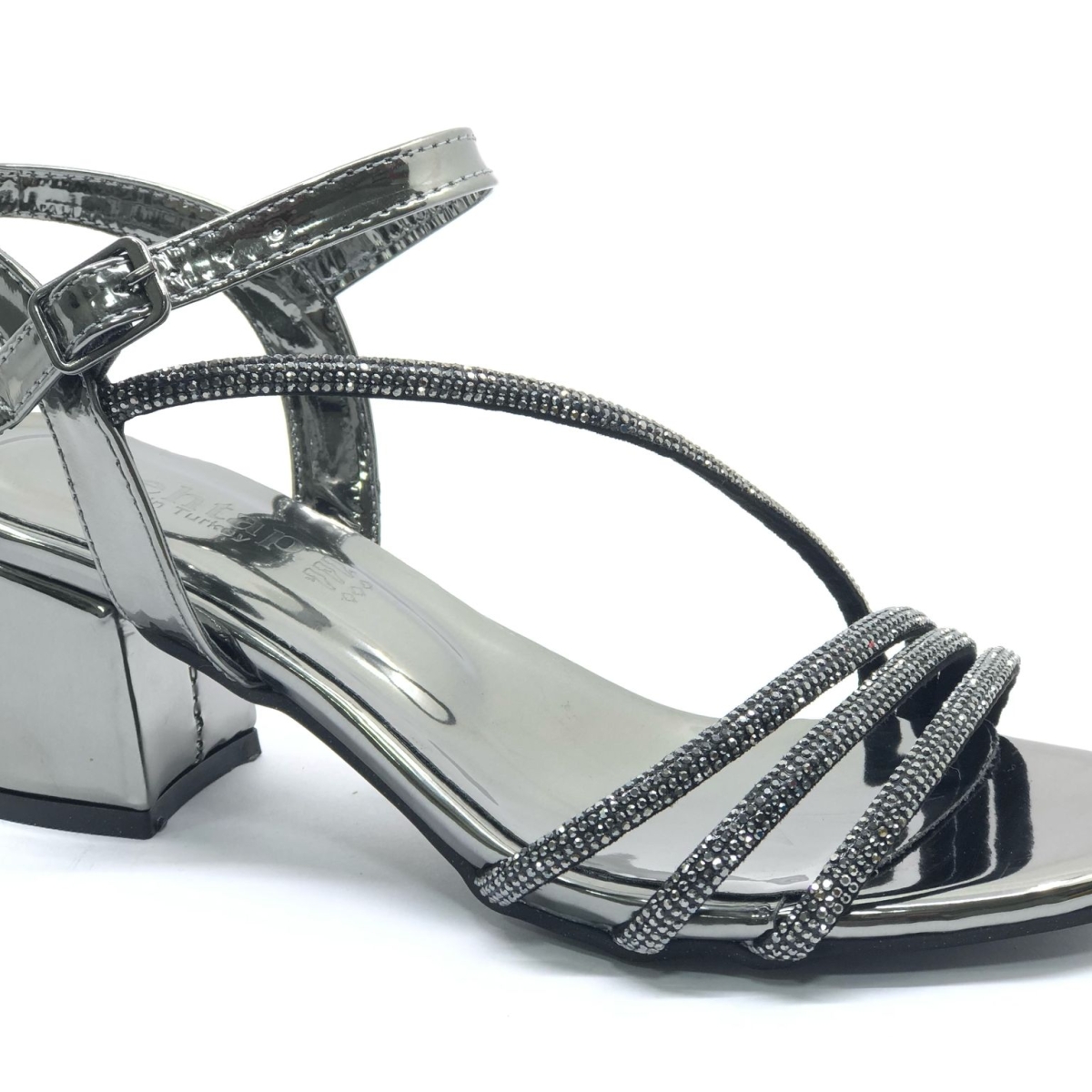 Çapraz Üç Şerit Taşlı 5 cm Kadın Abiye Topuklu Ayakkabı - Görsel 4