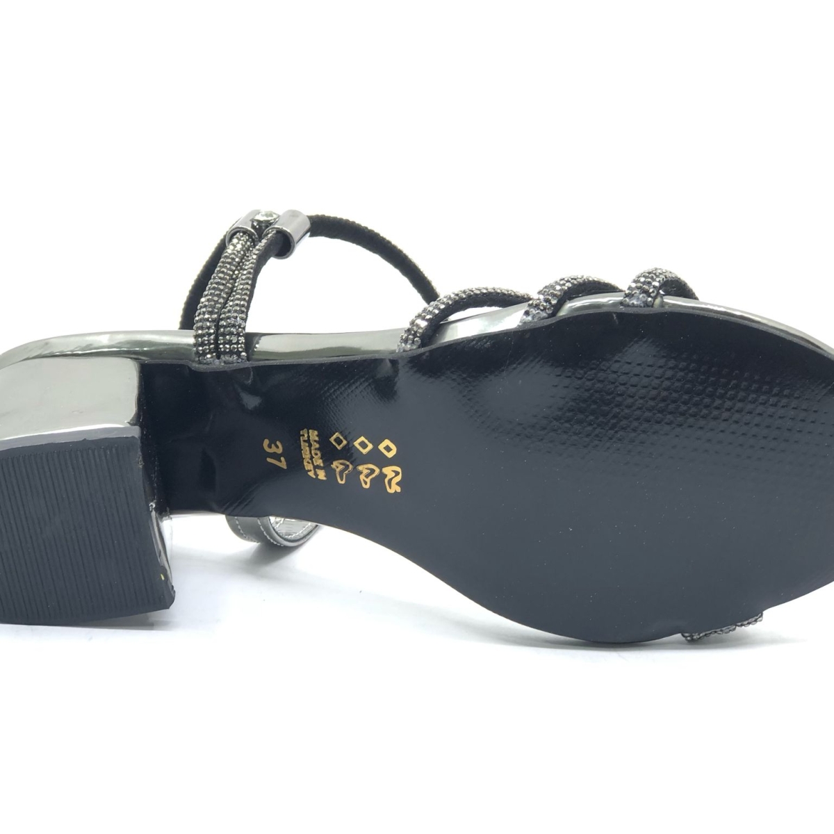 Mehtap Siyah Mehtap Çapraz Üç Şerit Taşlı 5 cm Kadın Abiye Topuklu Ayakkabı