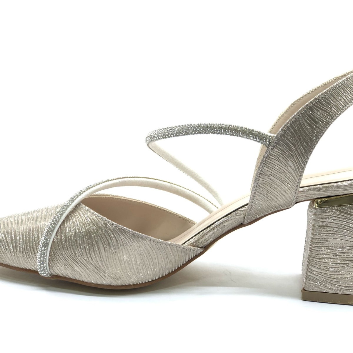 Çift Şerit Taşlı Kadın Abiye Topuklu Ayakkabı - Görsel 4