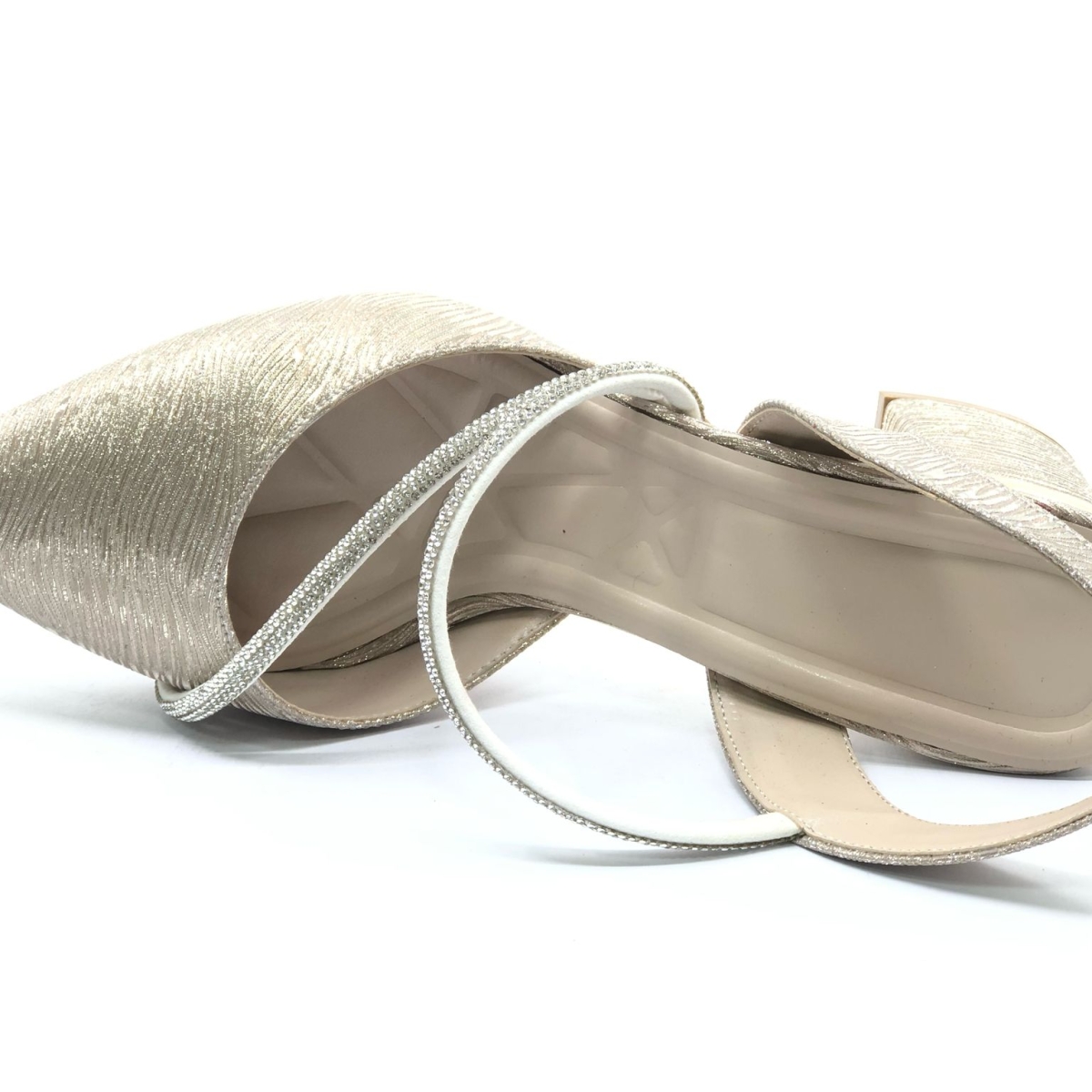 Çift Şerit Taşlı Kadın Abiye Topuklu Ayakkabı - Görsel 5