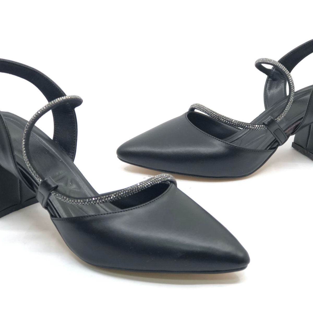 Mehtap Siyah Mehtap Şerit Taşlı Kadın Abiye Topuklu Ayakkabı