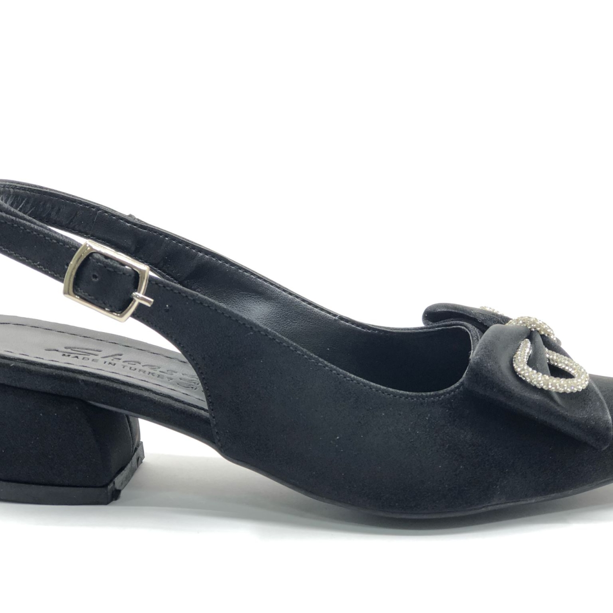 Arkası Açık Fiyonk Taş Detaylı Klasik Kadın Topuklu Ayakkabı - Görsel 4