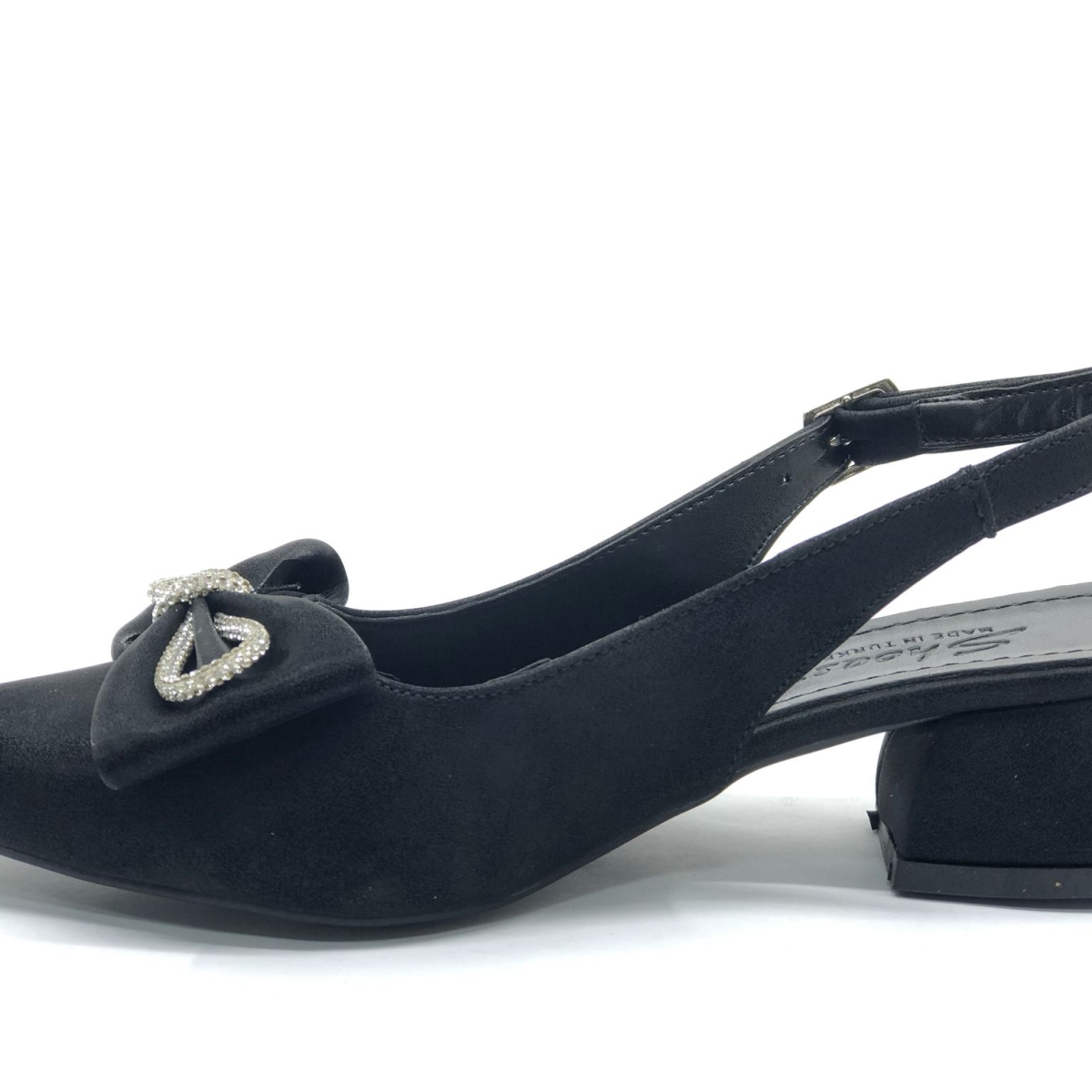 Arkası Açık Fiyonk Taş Detaylı Klasik Kadın Topuklu Ayakkabı - Görsel 5