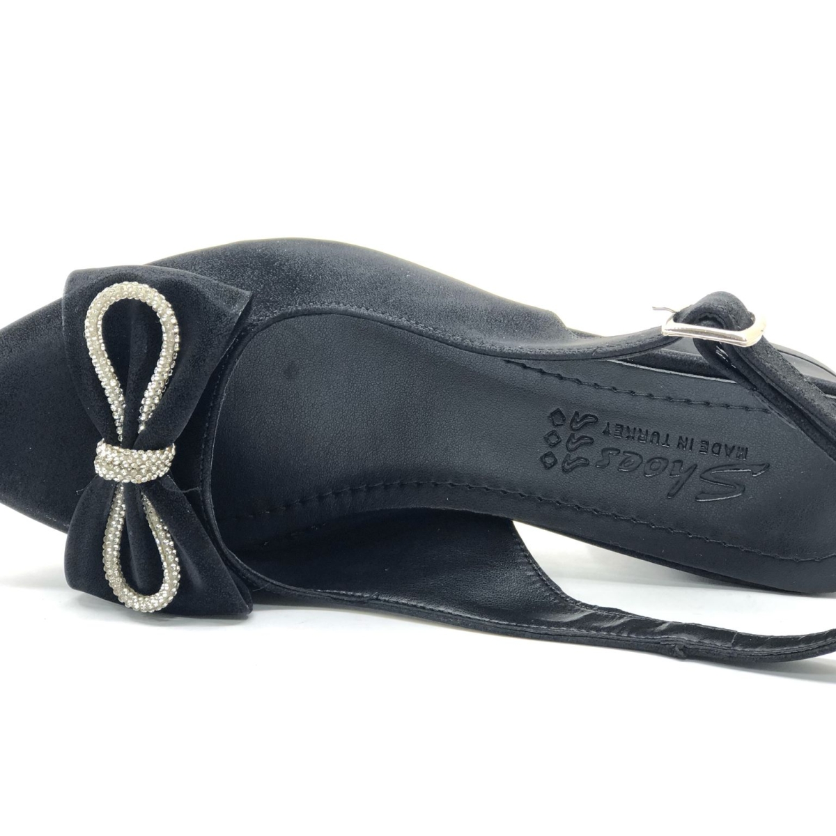 Arkası Açık Fiyonk Taş Detaylı Klasik Kadın Topuklu Ayakkabı - Görsel 6