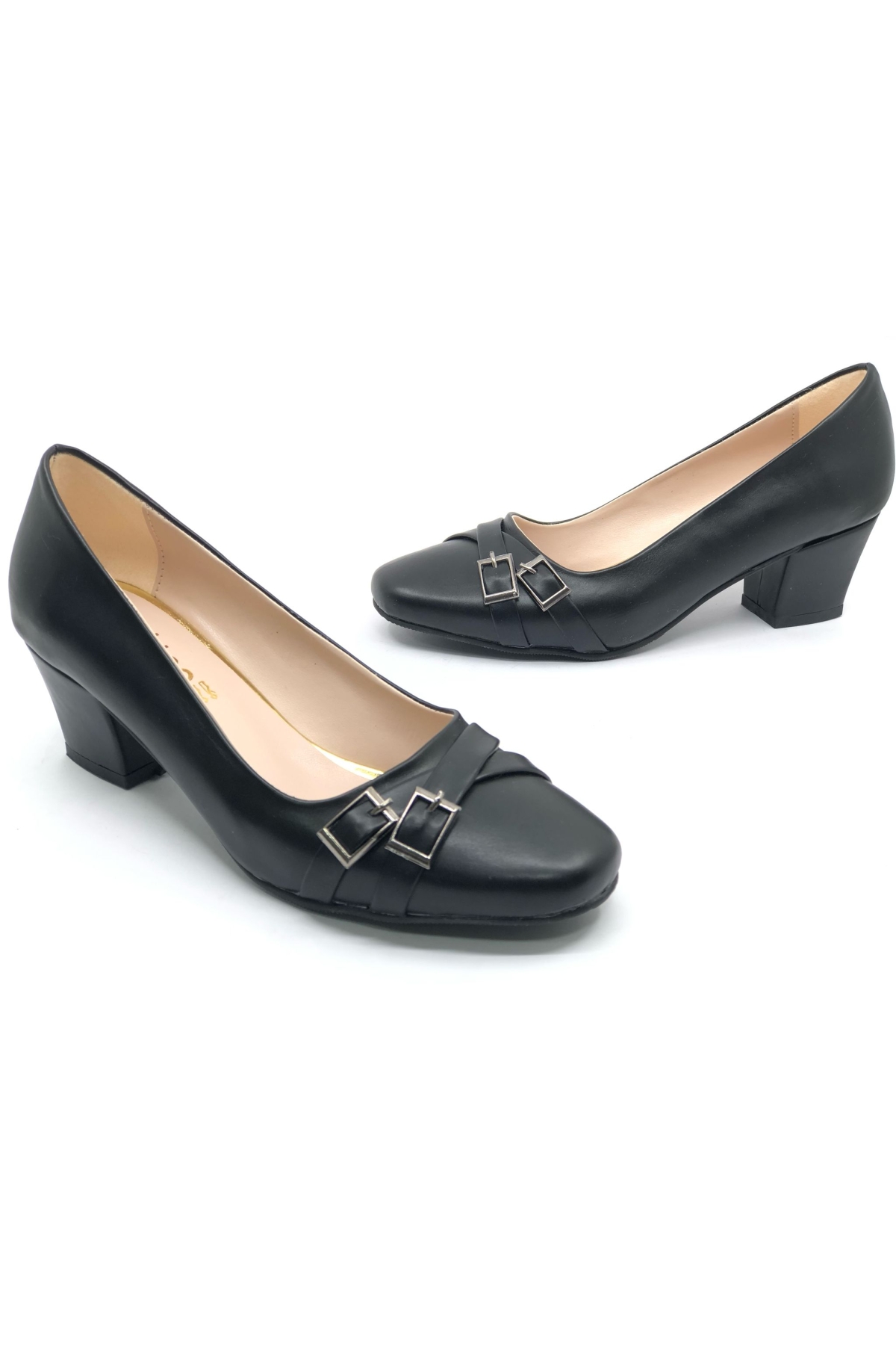 Çift Toka Detaylı Topuklu Kadın Klasik Ayakkabı - Görsel 3