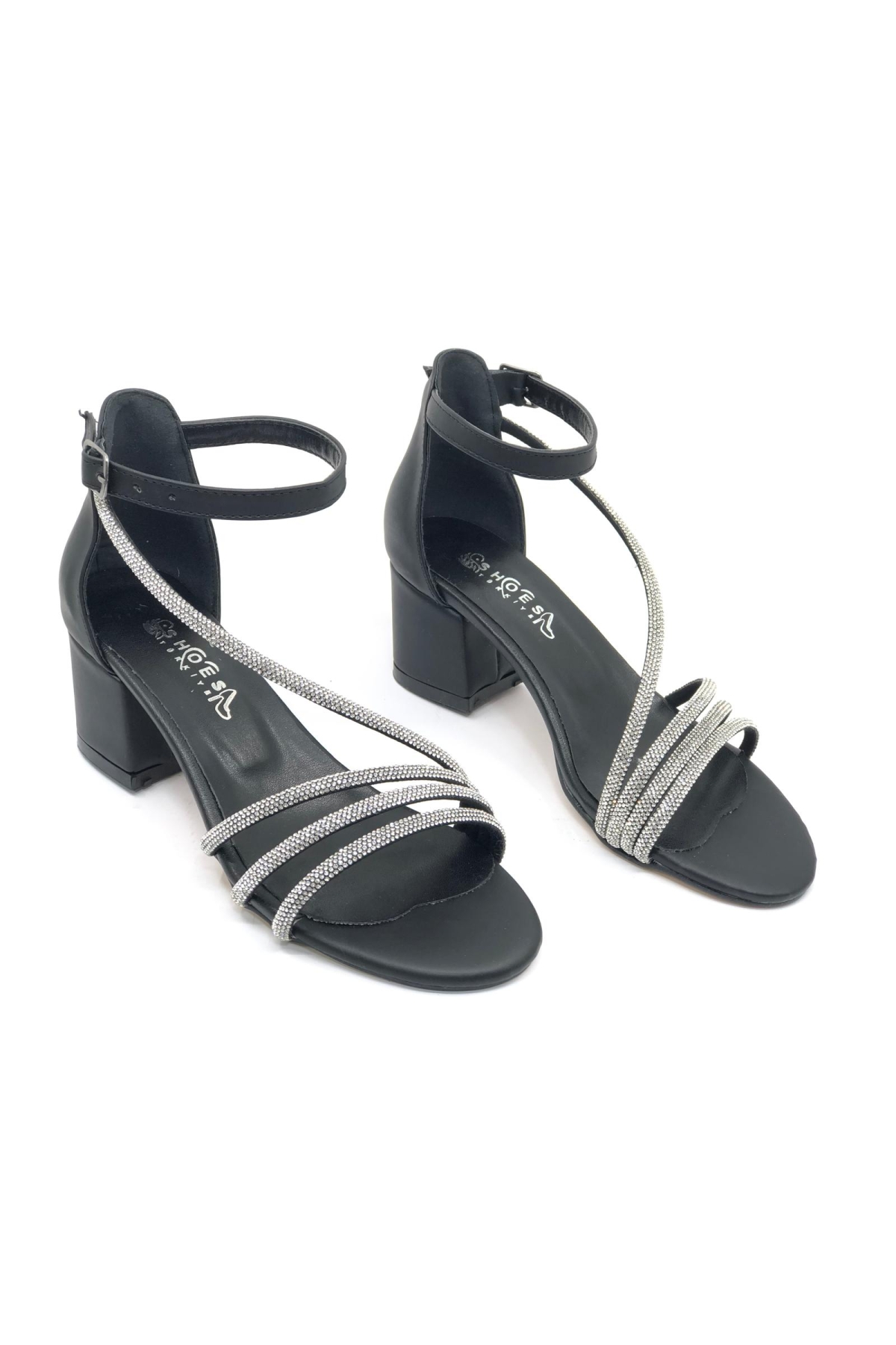 Dört Şerit Taş Detaylı Kısa Topuklu Kadın Abiye Ayakkabı - Görsel 4