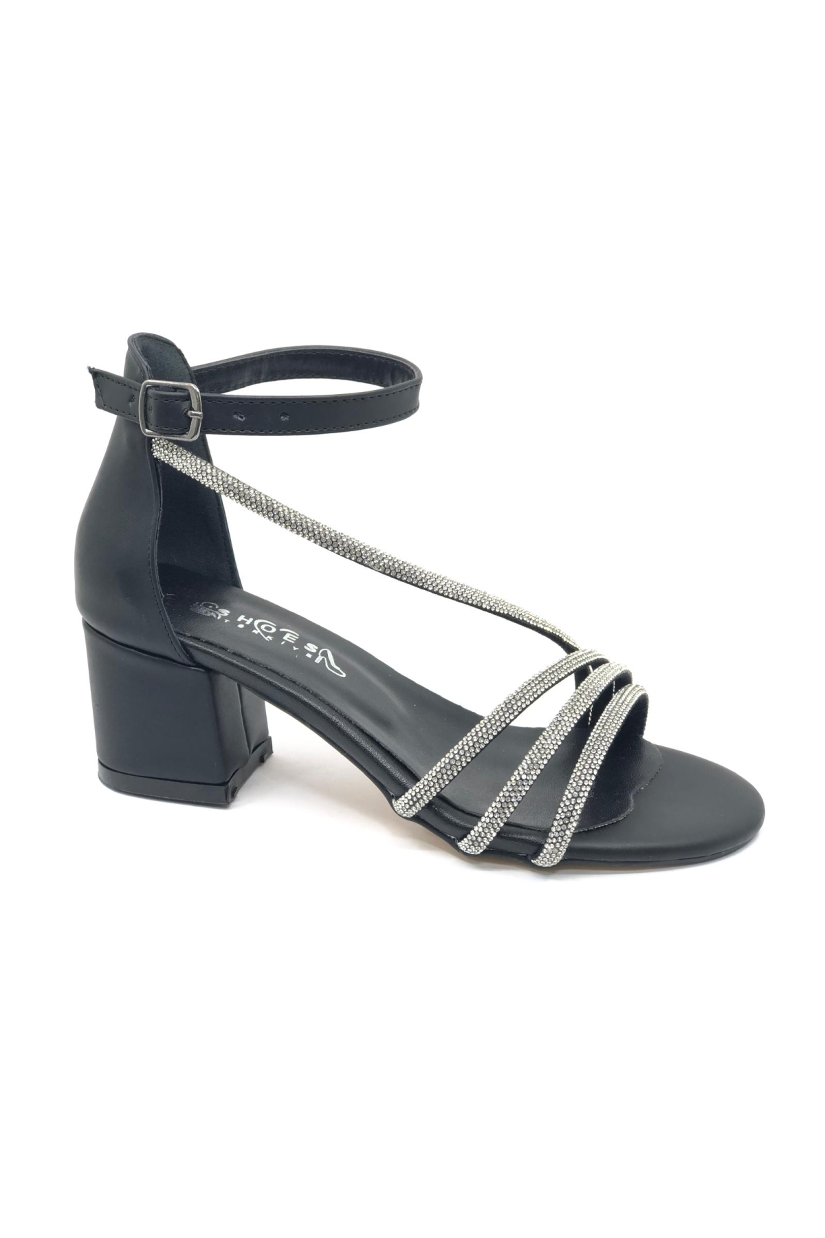 Dört Şerit Taş Detaylı Kısa Topuklu Kadın Abiye Ayakkabı - Görsel 5