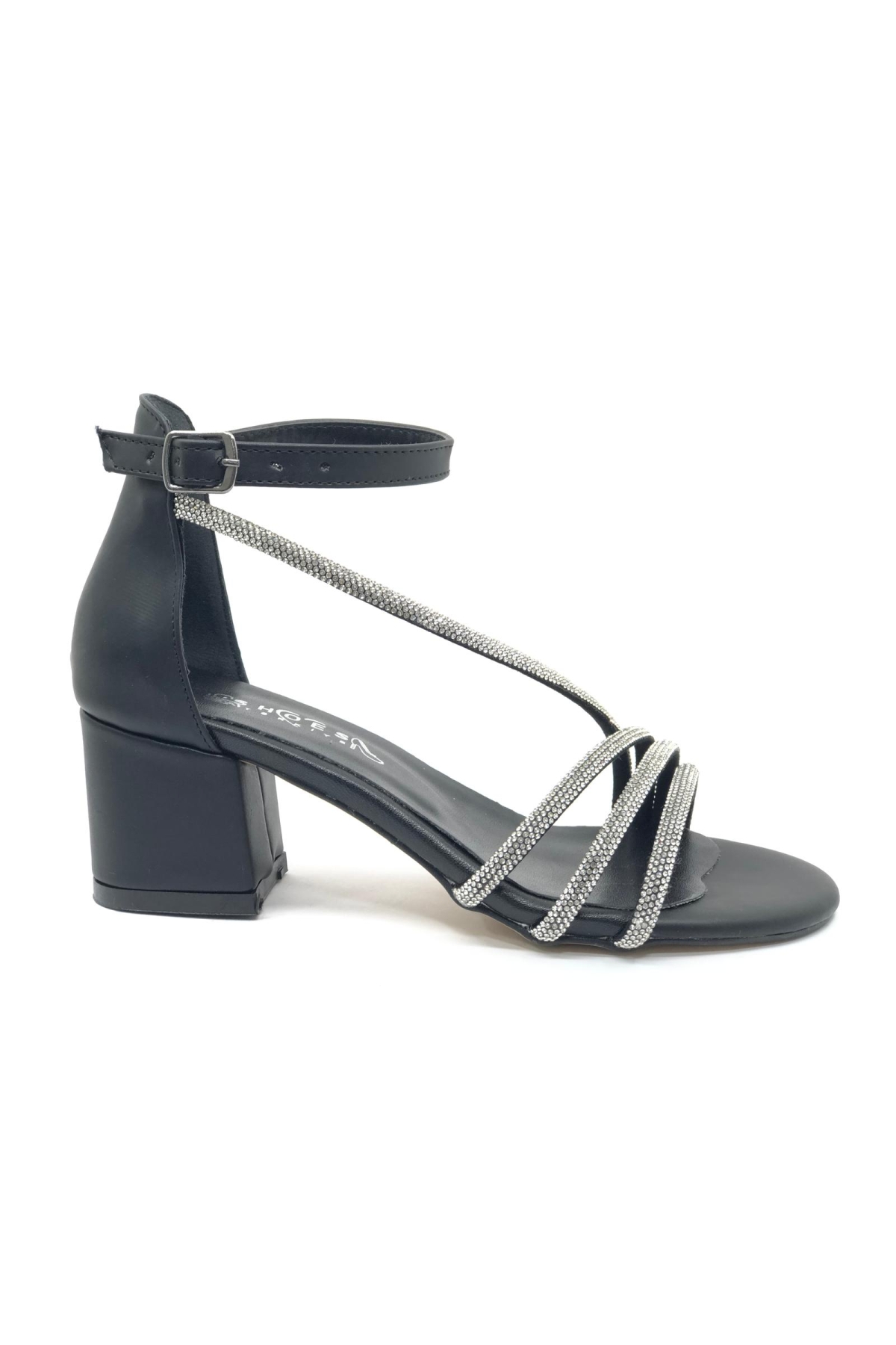 Dört Şerit Taş Detaylı Kısa Topuklu Kadın Abiye Ayakkabı - Görsel 6