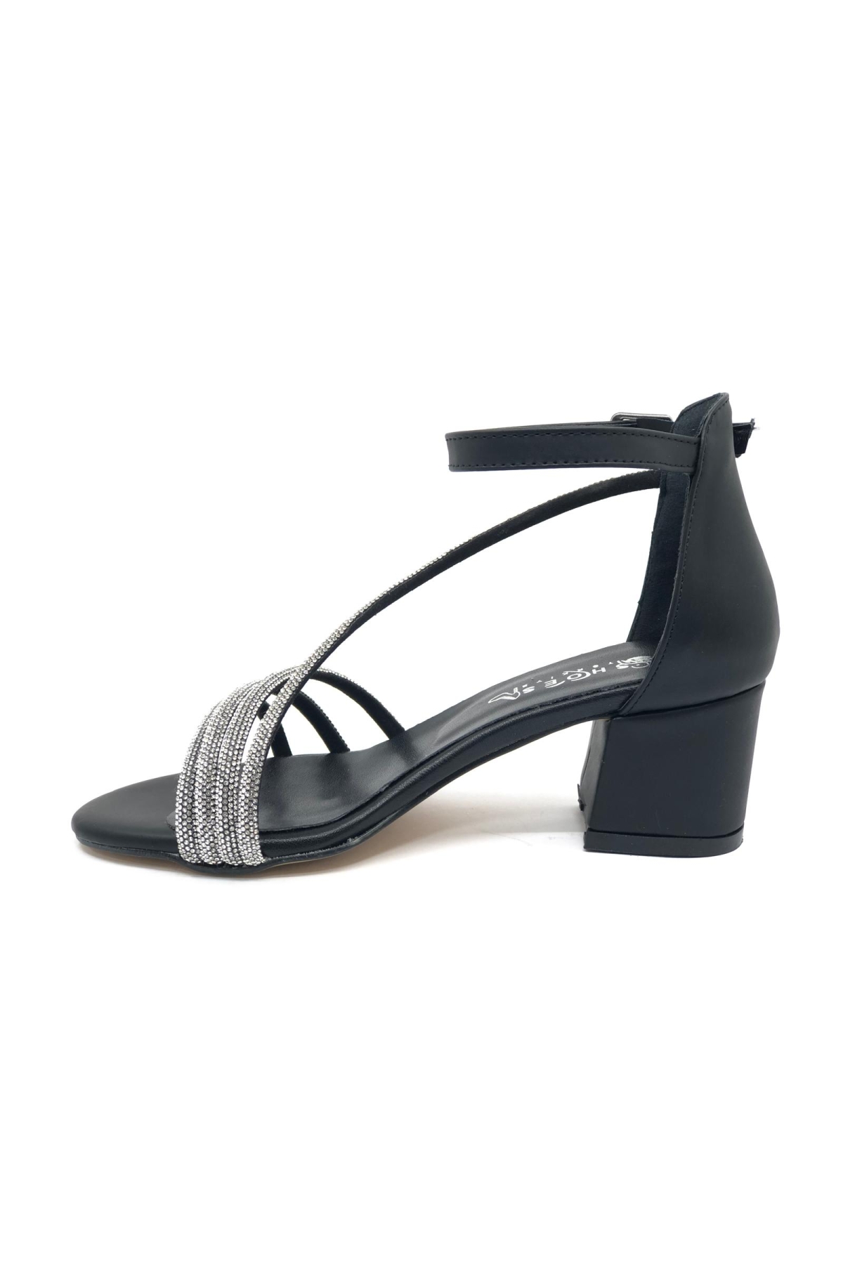 Dört Şerit Taş Detaylı Kısa Topuklu Kadın Abiye Ayakkabı - Görsel 7