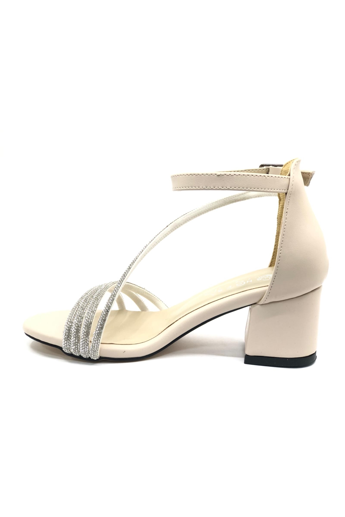 Dört Şerit Taş Detaylı Kısa Topuklu Kadın Abiye Ayakkabı - Görsel 5