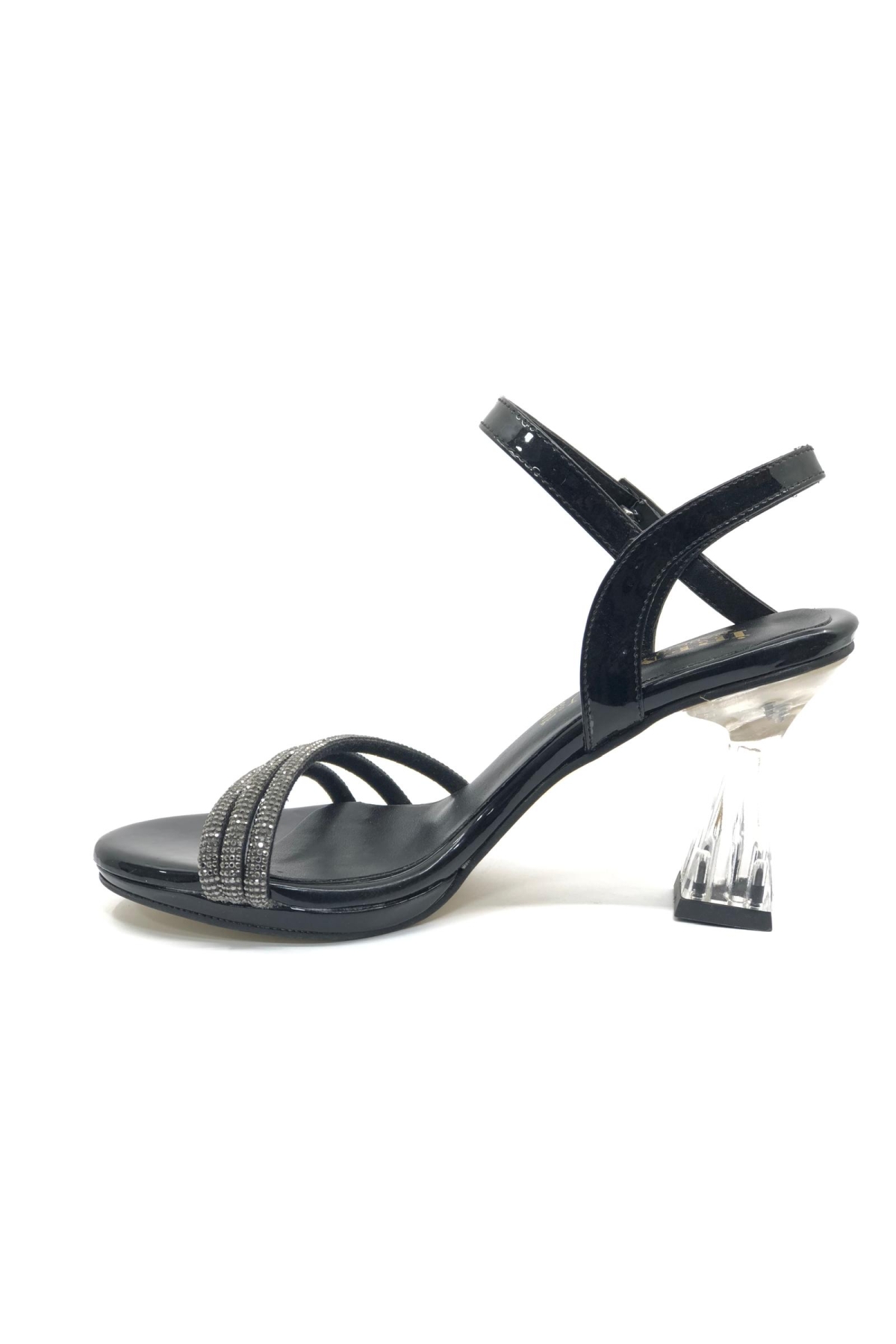 Üç Şerit Şerit Taş Detaylı 8 cm Şeffaf Topuklu İnce Platform Kadın Abiye Ayakkabı - Görsel 8