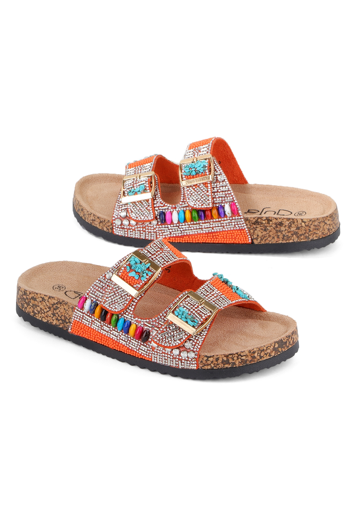 Toledo Anatomik Taban Taşlı Boncuk Detaylı Kadın Terlik - Görsel 4