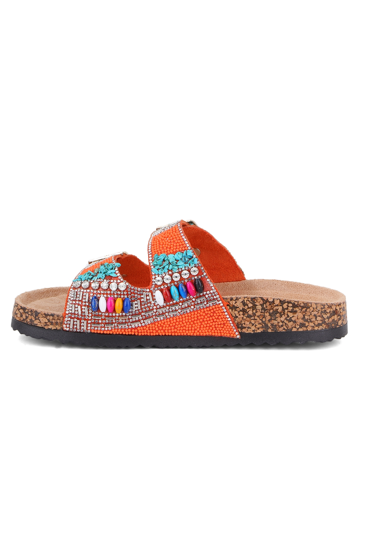 Toledo Anatomik Taban Taşlı Boncuk Detaylı Kadın Terlik - Görsel 5